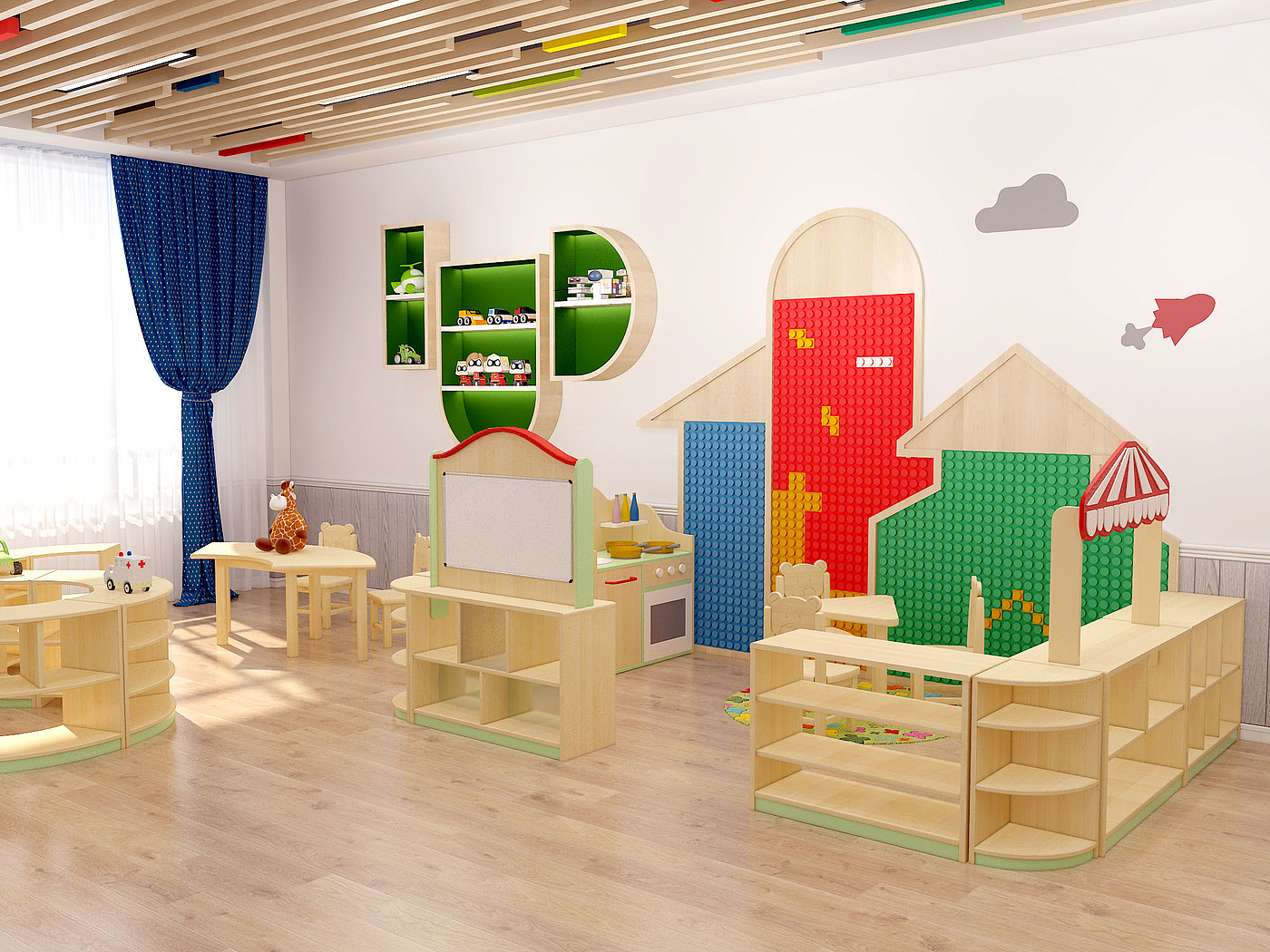 Kindergarten furniture，Children's furniture，Solid wood furniture，have furniture made to order，Kindergarten corner furniture combination，