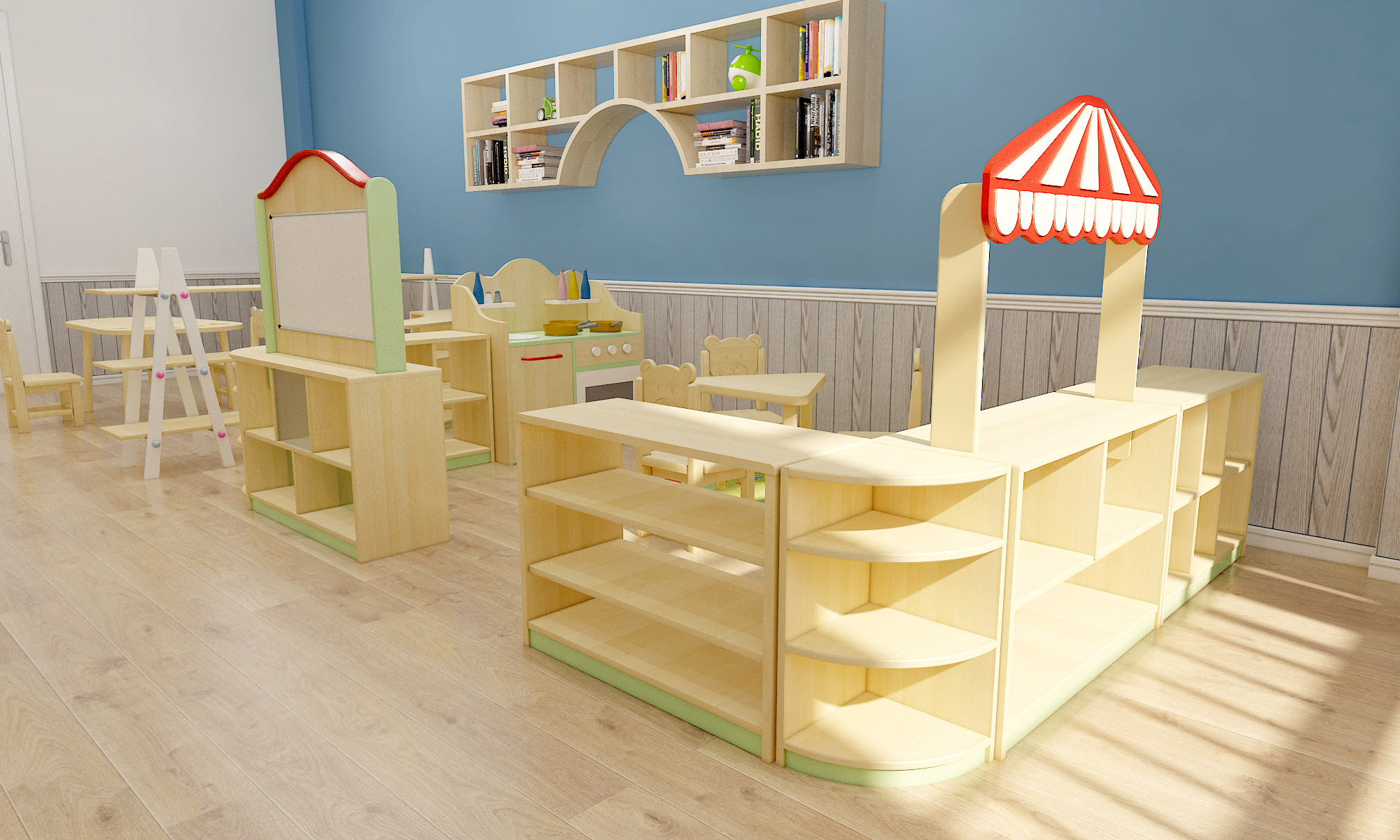 Kindergarten furniture，Children's furniture，Solid wood furniture，have furniture made to order，Kindergarten corner furniture combination，