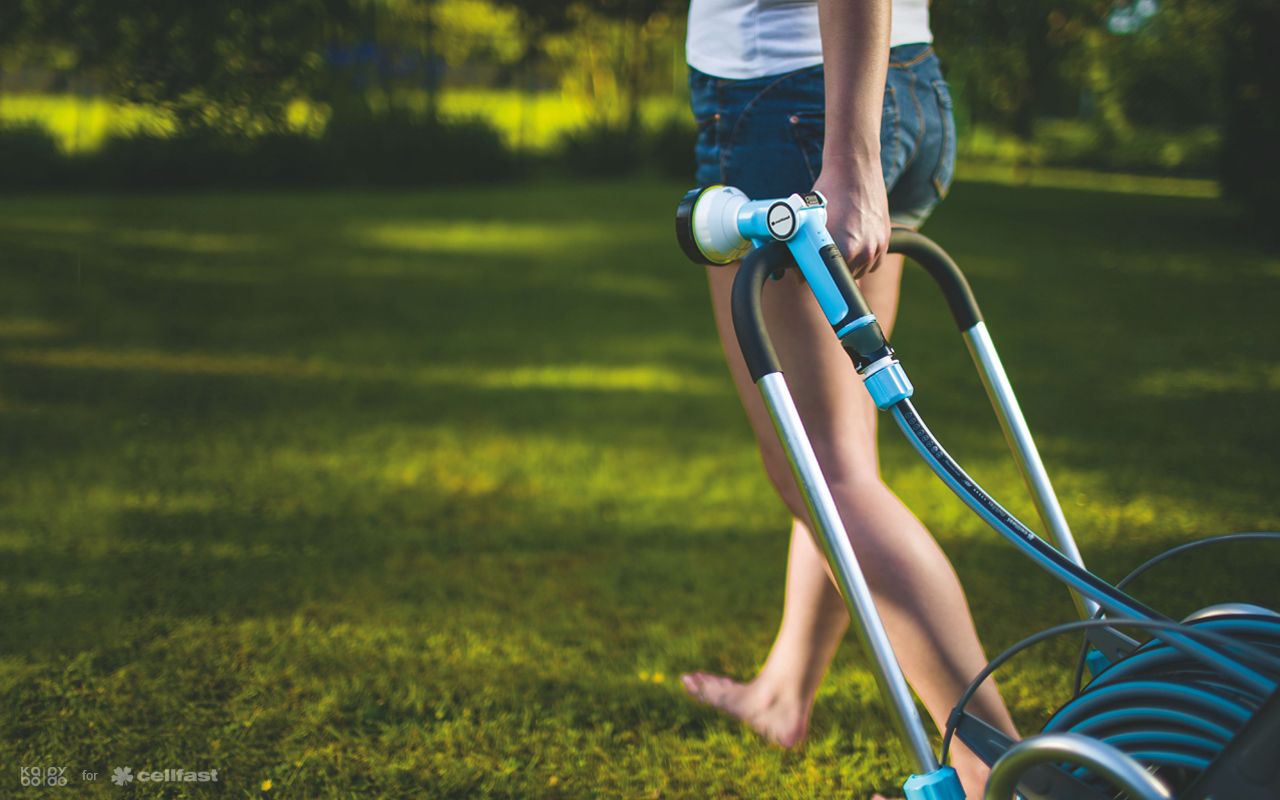 Cellfast，Nozzle，Spray water，Gardening tools，Easy to use，2015 red dot award，Ergoline sprinkler system，safety system，Garden sprinkler，