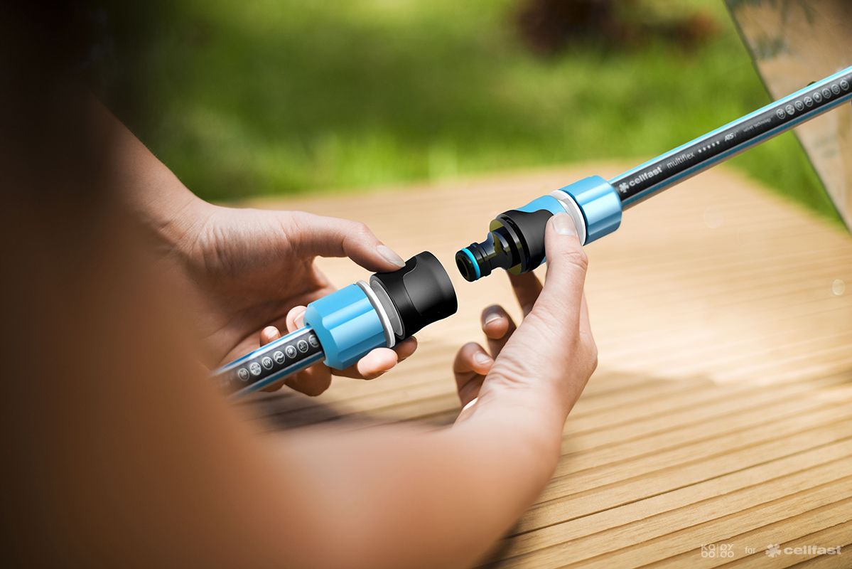 Cellfast，Nozzle，Spray water，Gardening tools，Easy to use，2015 red dot award，Ergoline sprinkler system，safety system，Garden sprinkler，