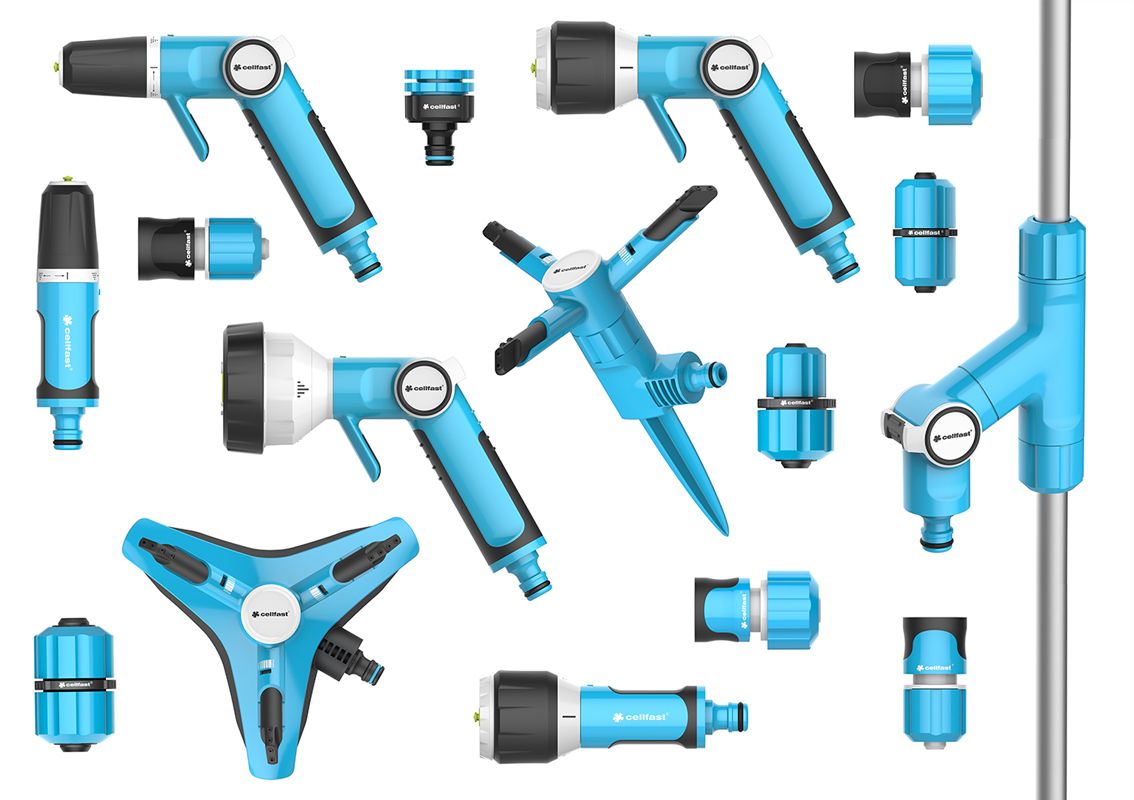 Cellfast，Nozzle，Spray water，Gardening tools，Easy to use，2015 red dot award，Ergoline sprinkler system，safety system，Garden sprinkler，