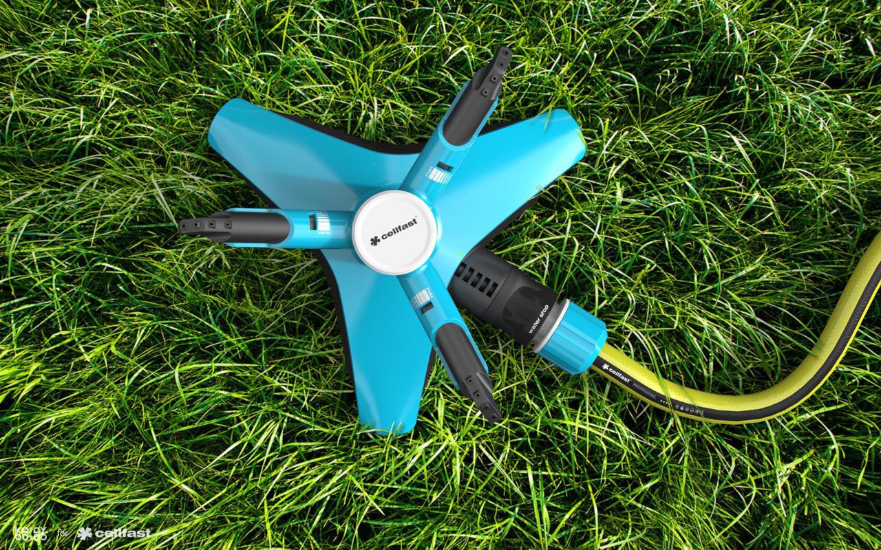 Cellfast，Nozzle，Spray water，Gardening tools，Easy to use，2015 red dot award，Ergoline sprinkler system，safety system，Garden sprinkler，