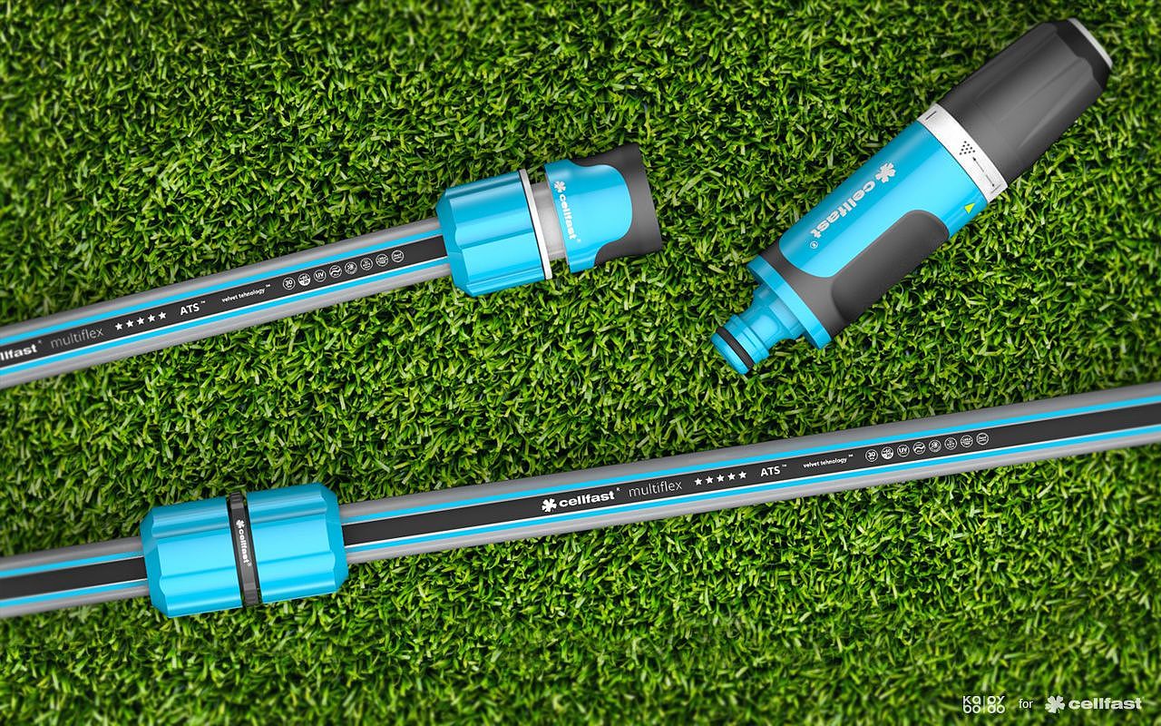 Cellfast，Nozzle，Spray water，Gardening tools，Easy to use，2015 red dot award，Ergoline sprinkler system，safety system，Garden sprinkler，