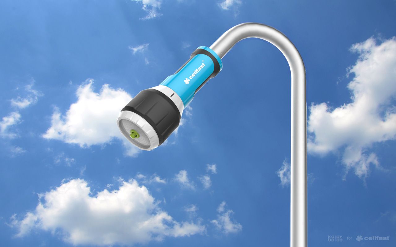 Cellfast，Nozzle，Spray water，Gardening tools，Easy to use，2015 red dot award，Ergoline sprinkler system，safety system，Garden sprinkler，