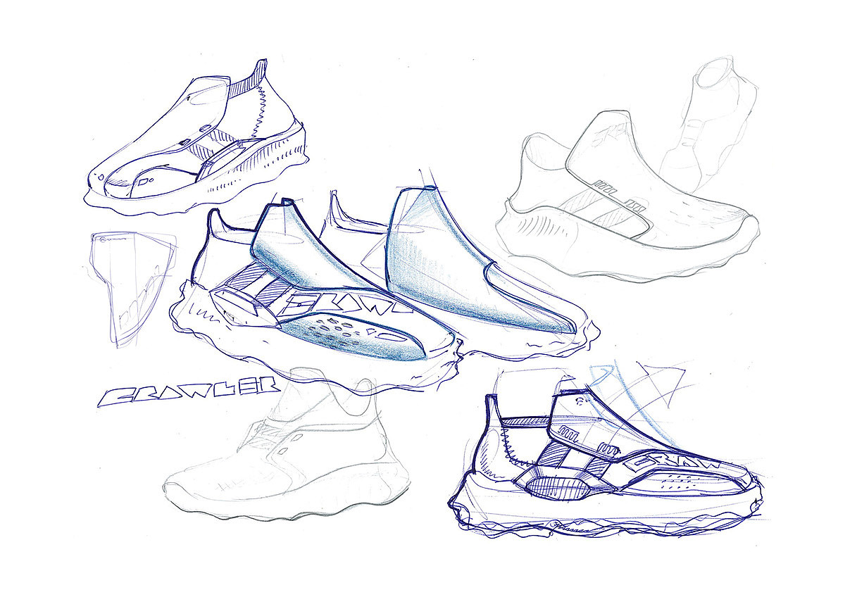 sneakers，Crawler concept，Soft robot technology，