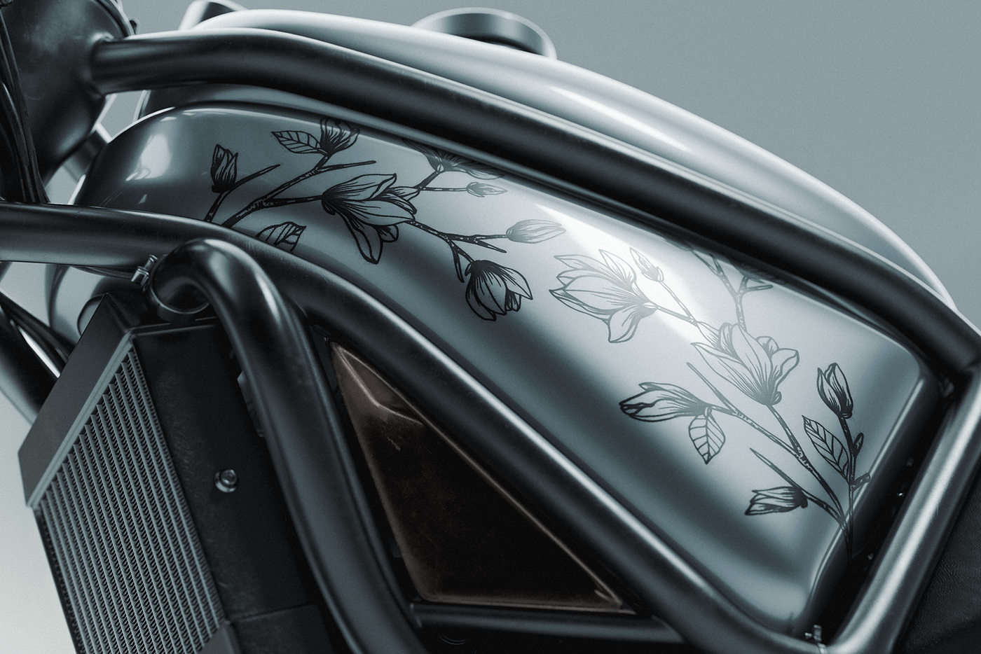 Magnolia，motorcycle，