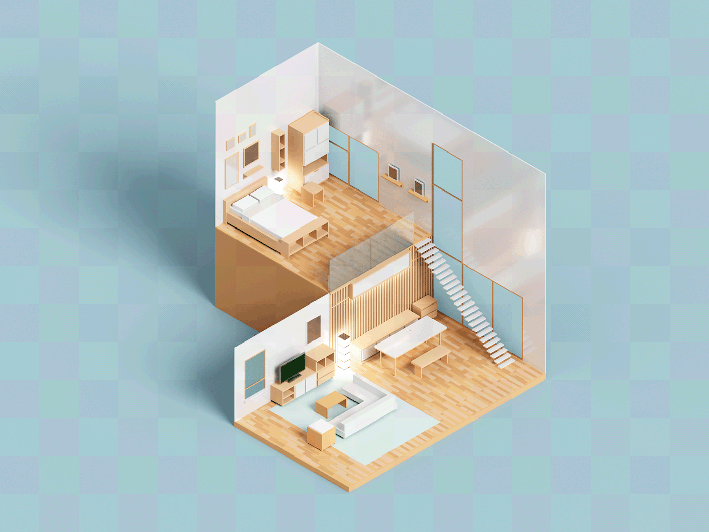 3d，Architecture，Render，room，