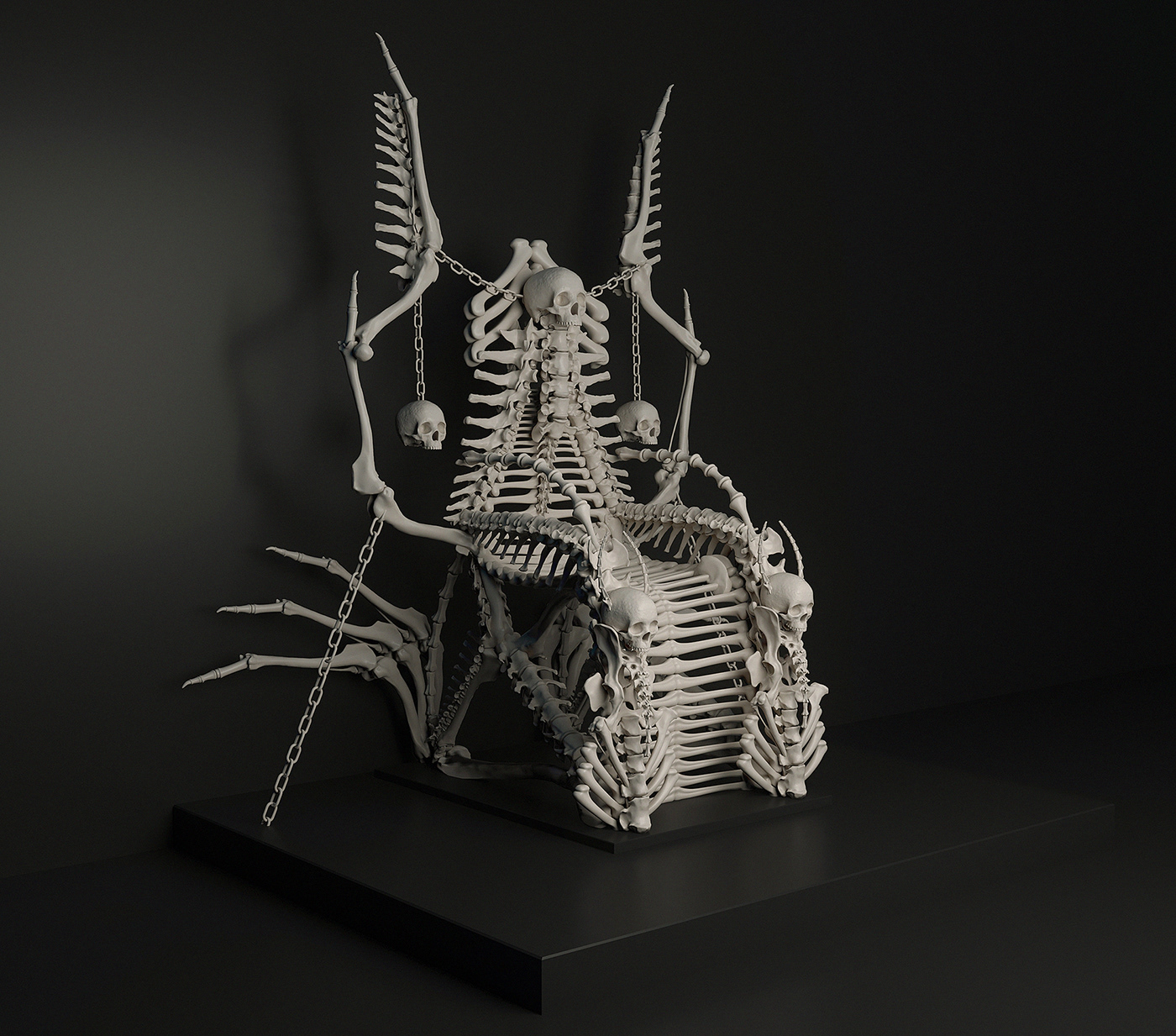 Bone chair，conceptual design，Strut bone，Skeleton throne，