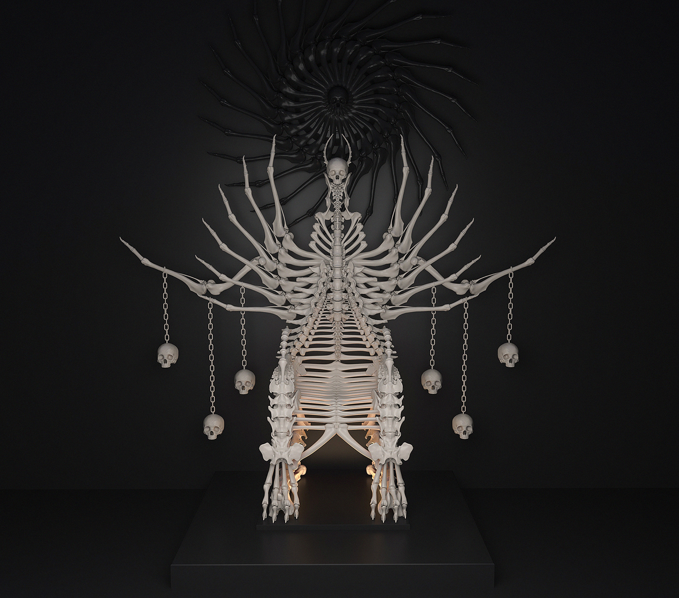 Bone chair，conceptual design，Strut bone，Skeleton throne，