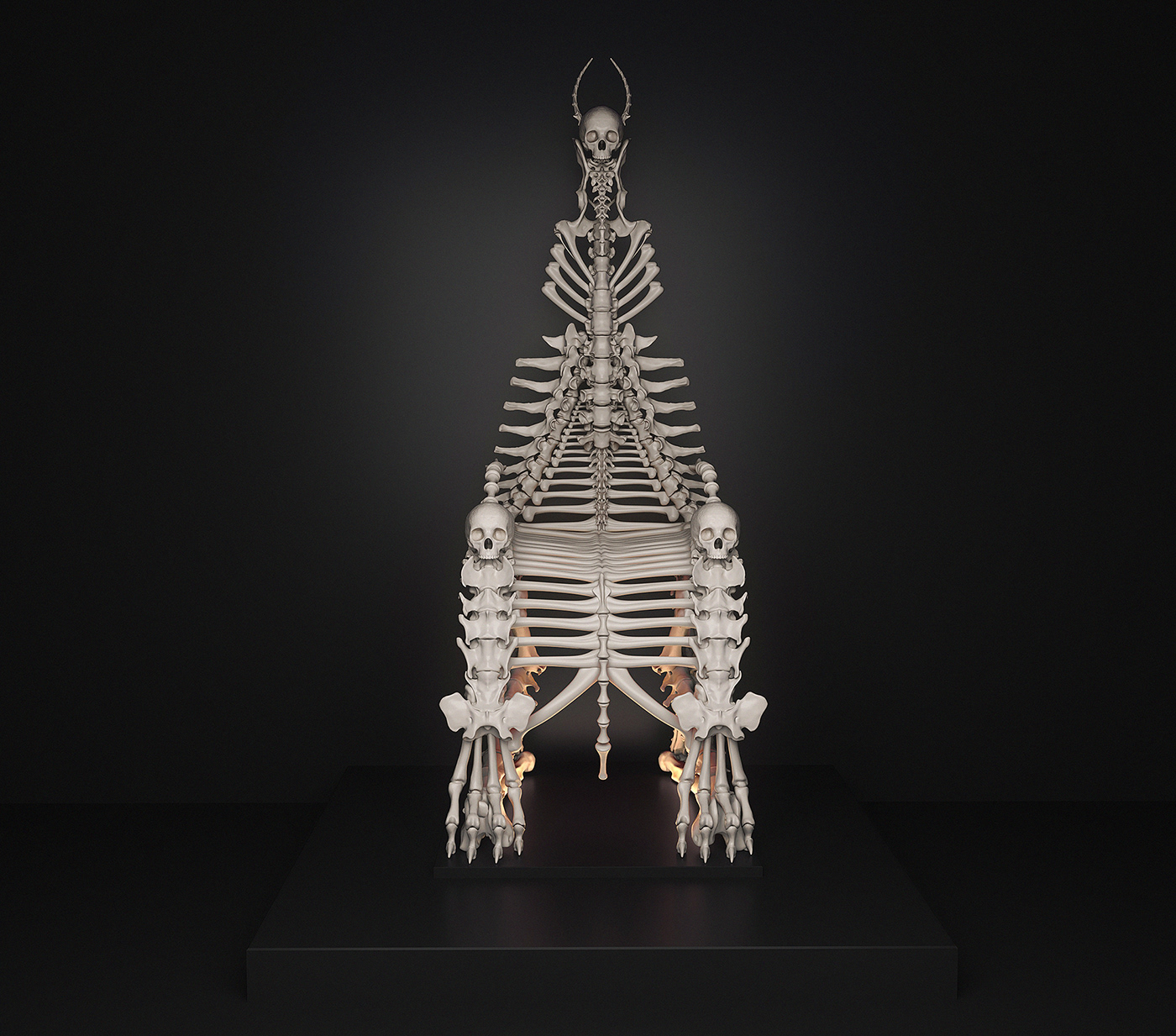 Bone chair，conceptual design，Strut bone，Skeleton throne，