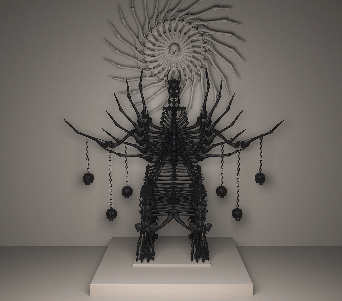 Bone chair，conceptual design，Strut bone，Skeleton throne，