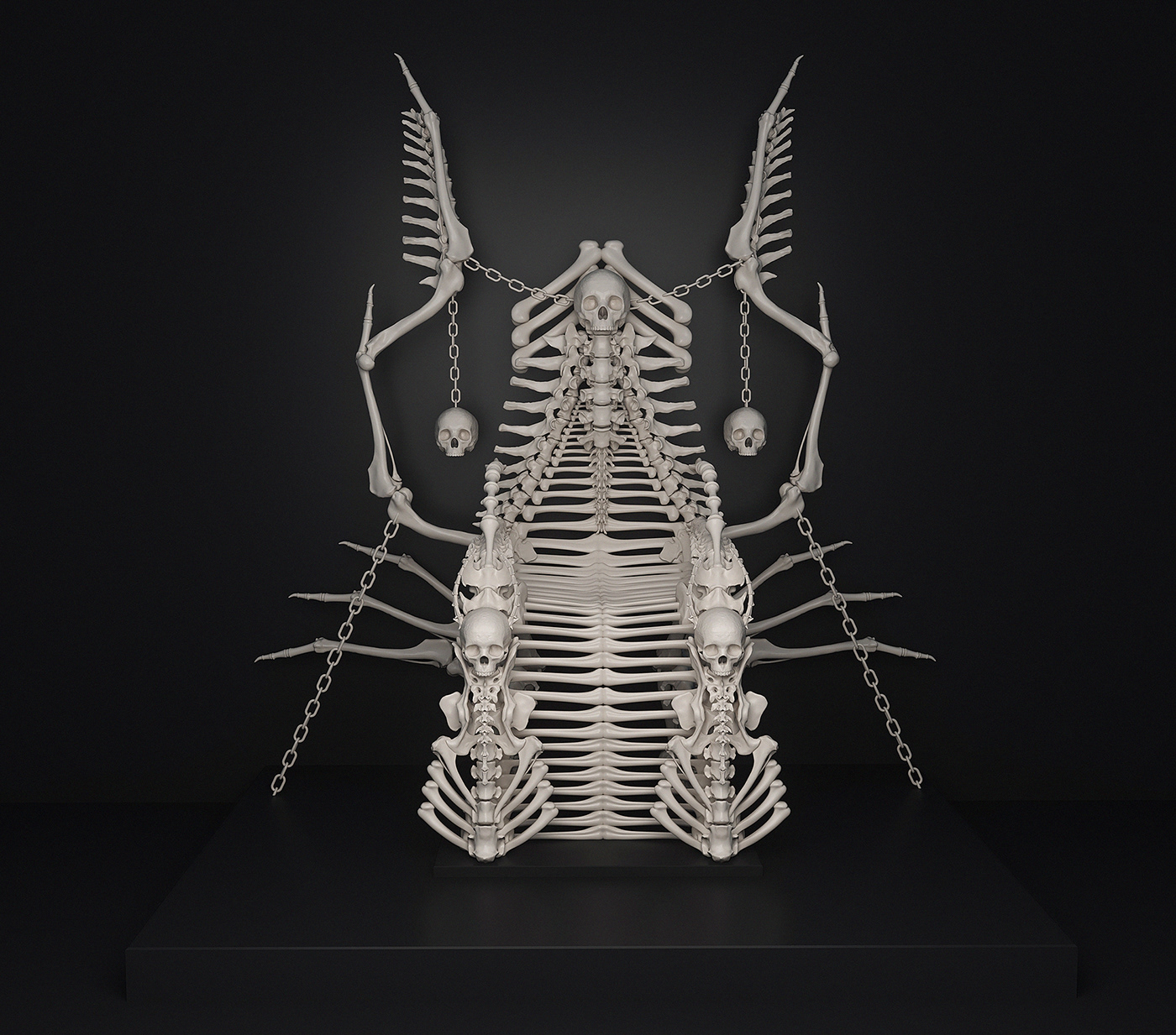 Bone chair，conceptual design，Strut bone，Skeleton throne，