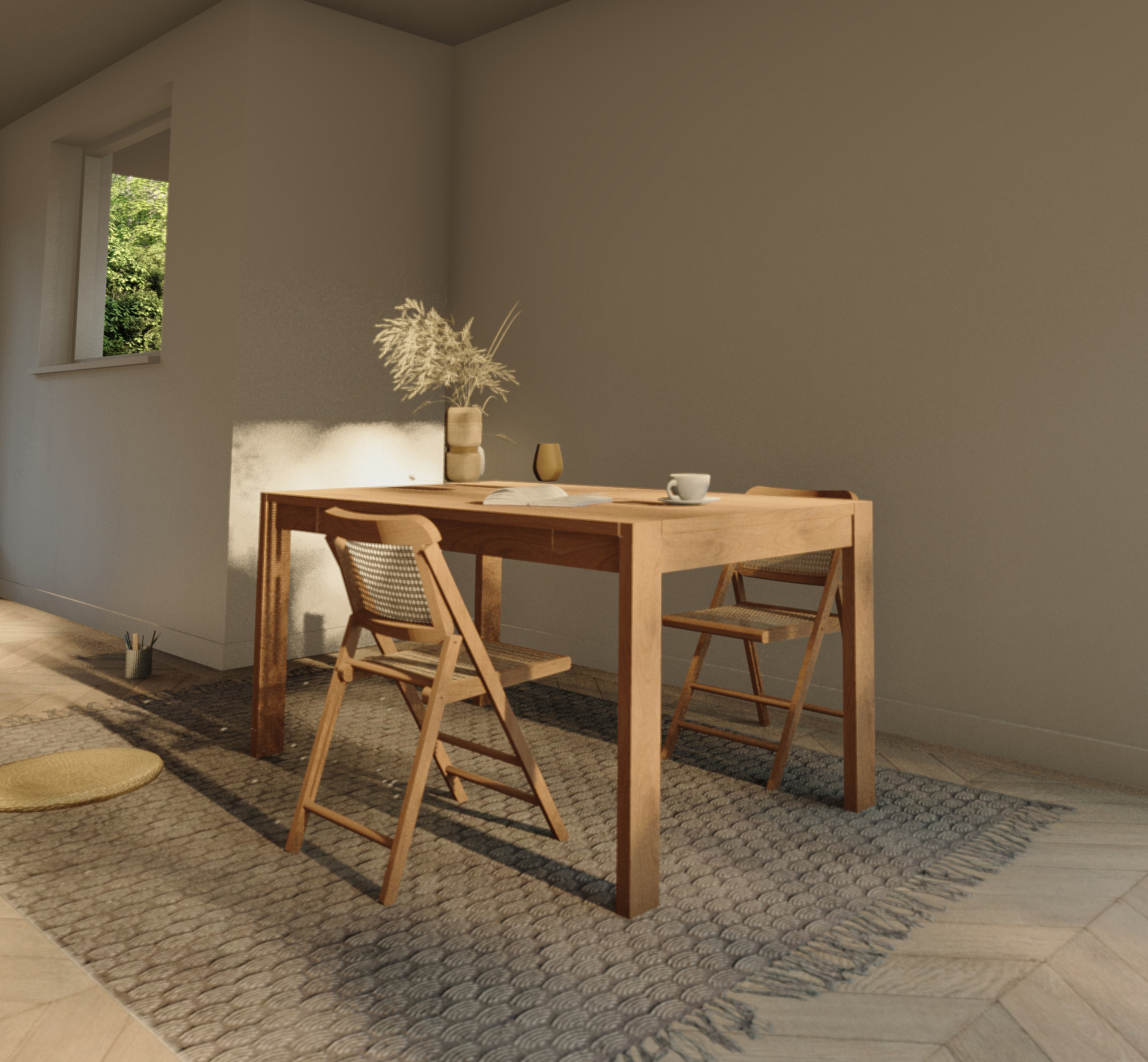 Cherry wood / folding chair / chair / solid wood furniture / Japanese style，