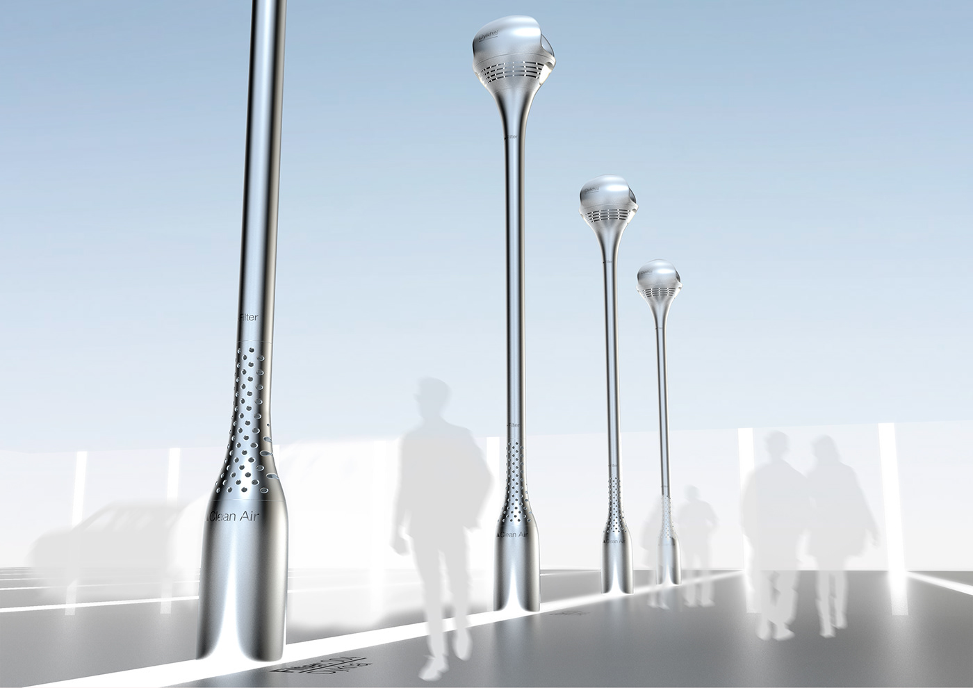street lamp，Air purification，outdoor，concept，