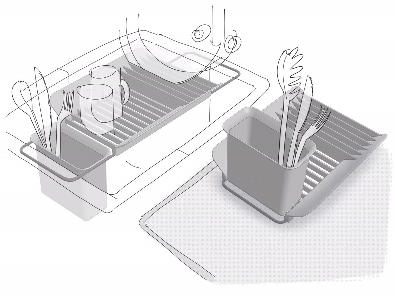 Dish rack，Fiber tableware drying pad，UDRY over the sink，