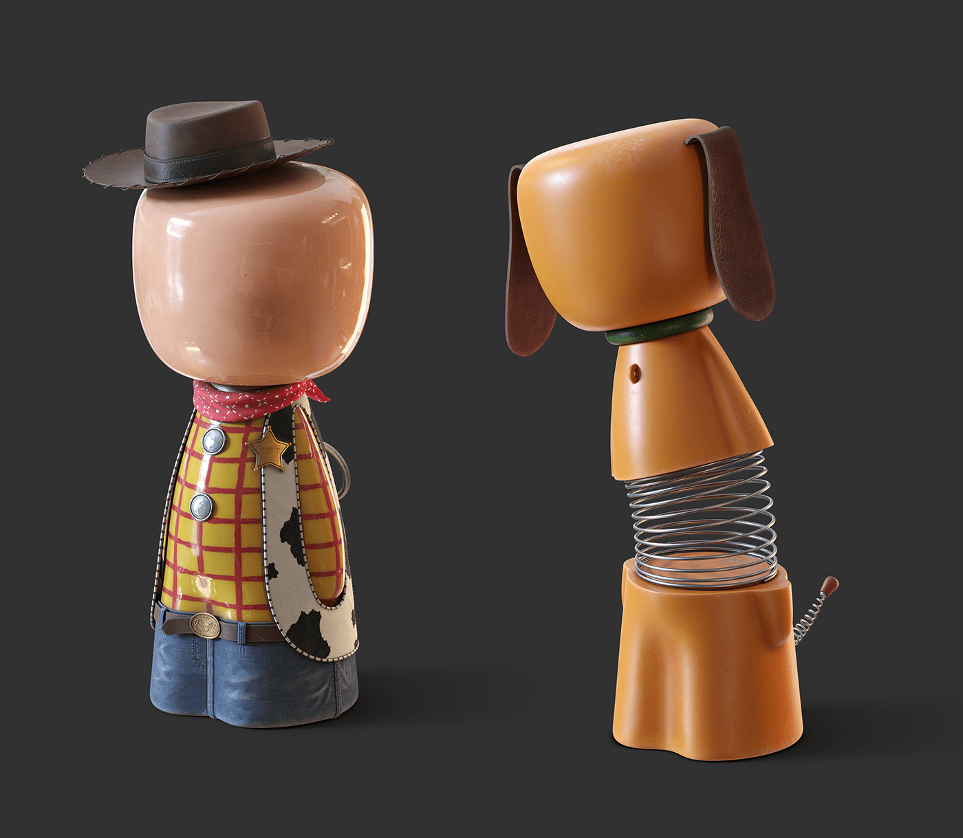 Ceramic doll，Card moving character，cgi，Digital art，