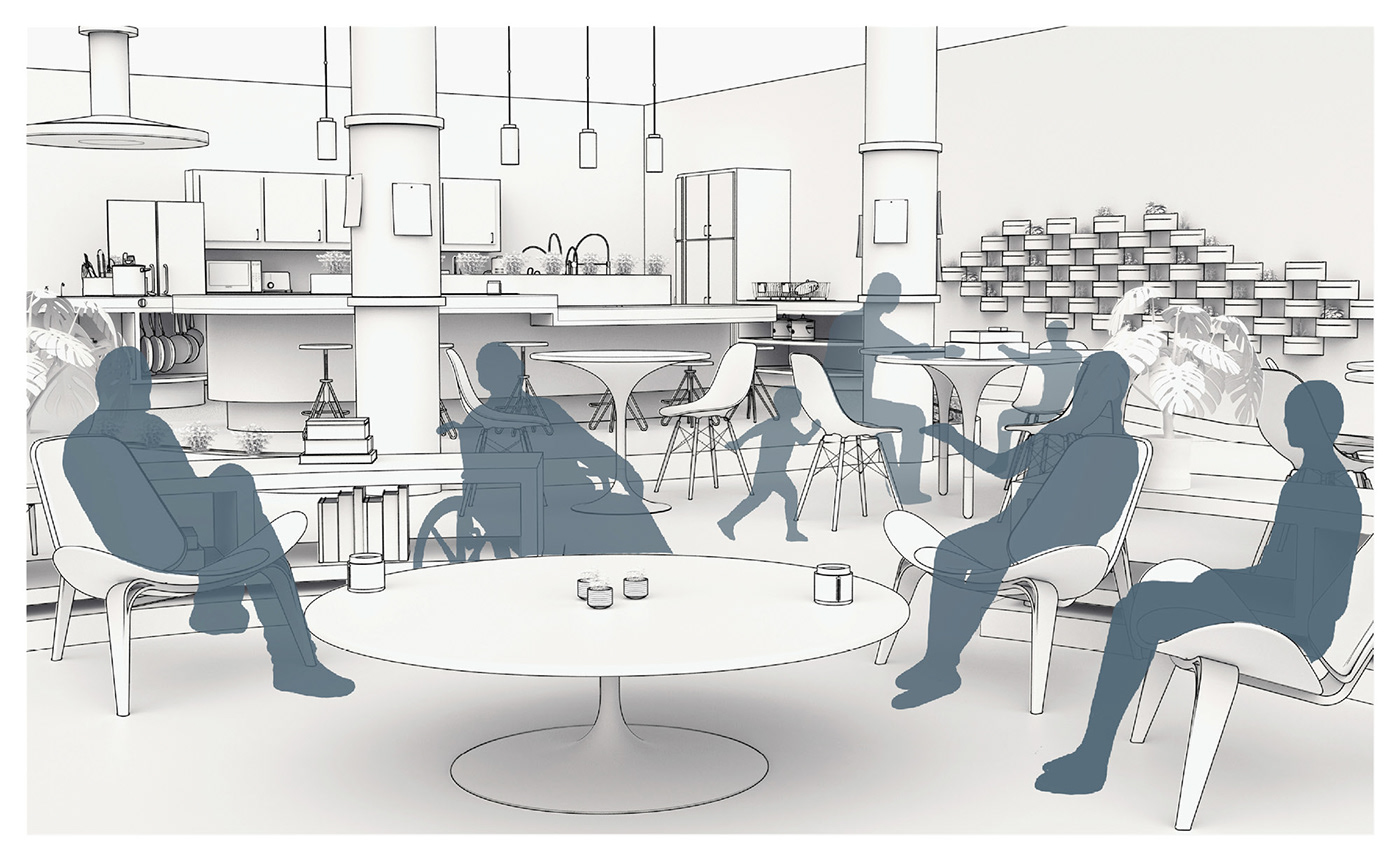 Architecture，indoor，Multifunctional common living space，