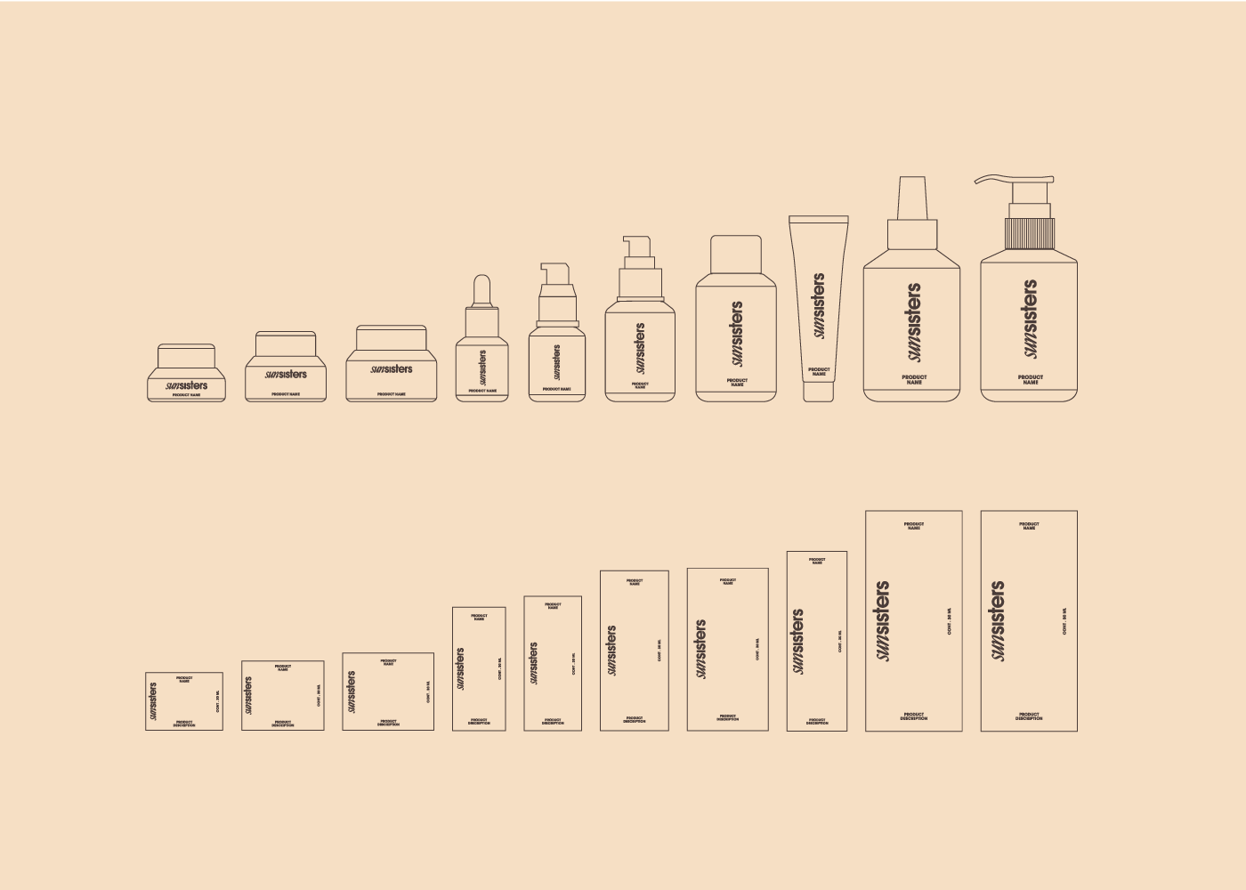 SunSisters，packing，skin care products，