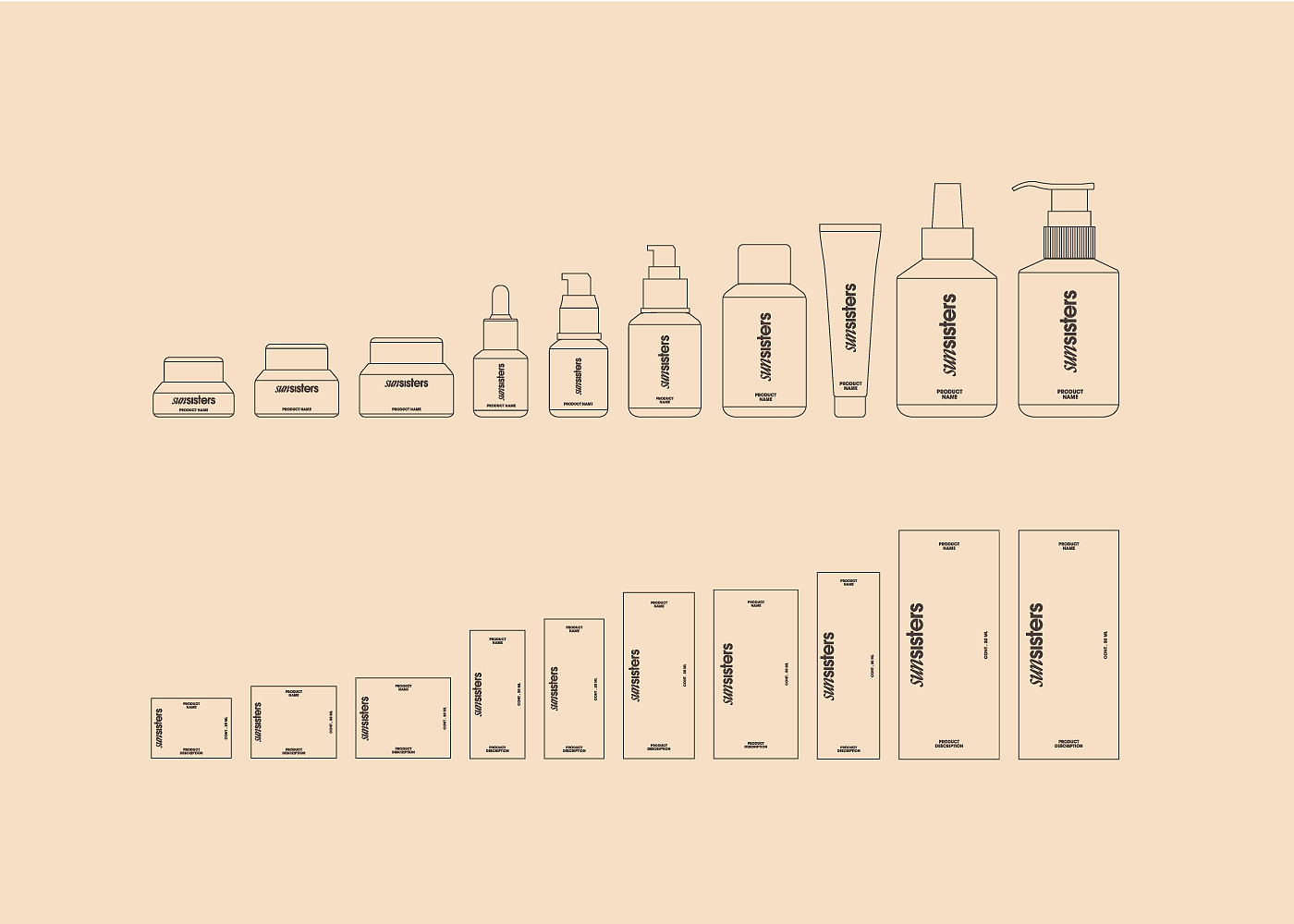 SunSisters，包装，护肤品，