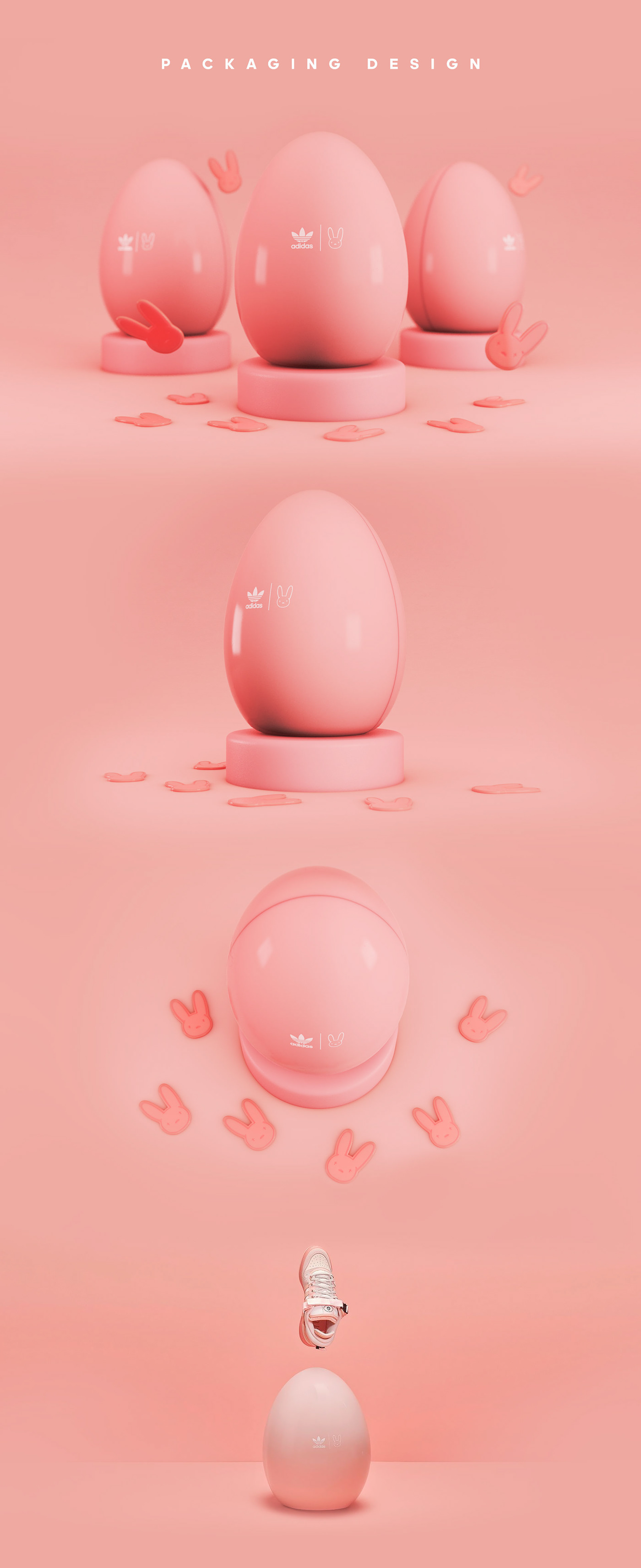 packing design，Easter，Easter egg，Pink，3D modeling，Shoe packaging，