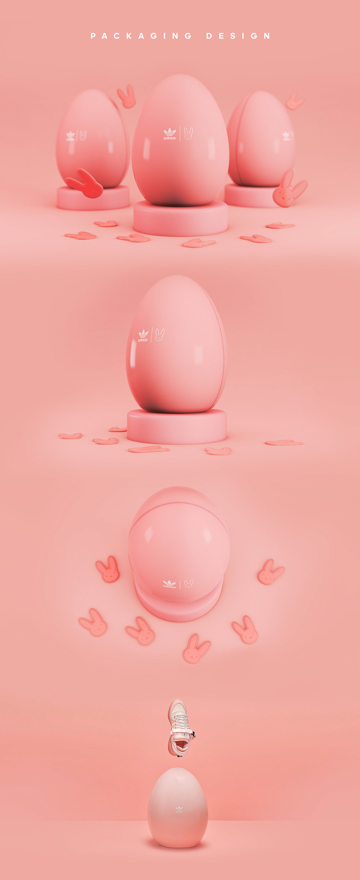 packing design，Easter，Easter egg，Pink，3D modeling，Shoe packaging，