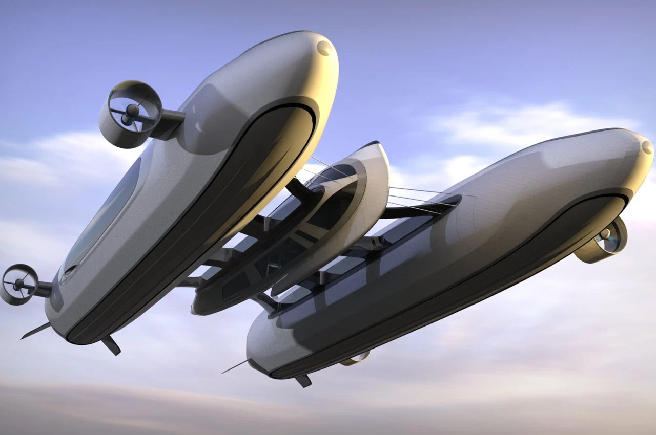 lazzarinidesign的巨型氦气飞艇也在水上滑行未来的交通超乎想象