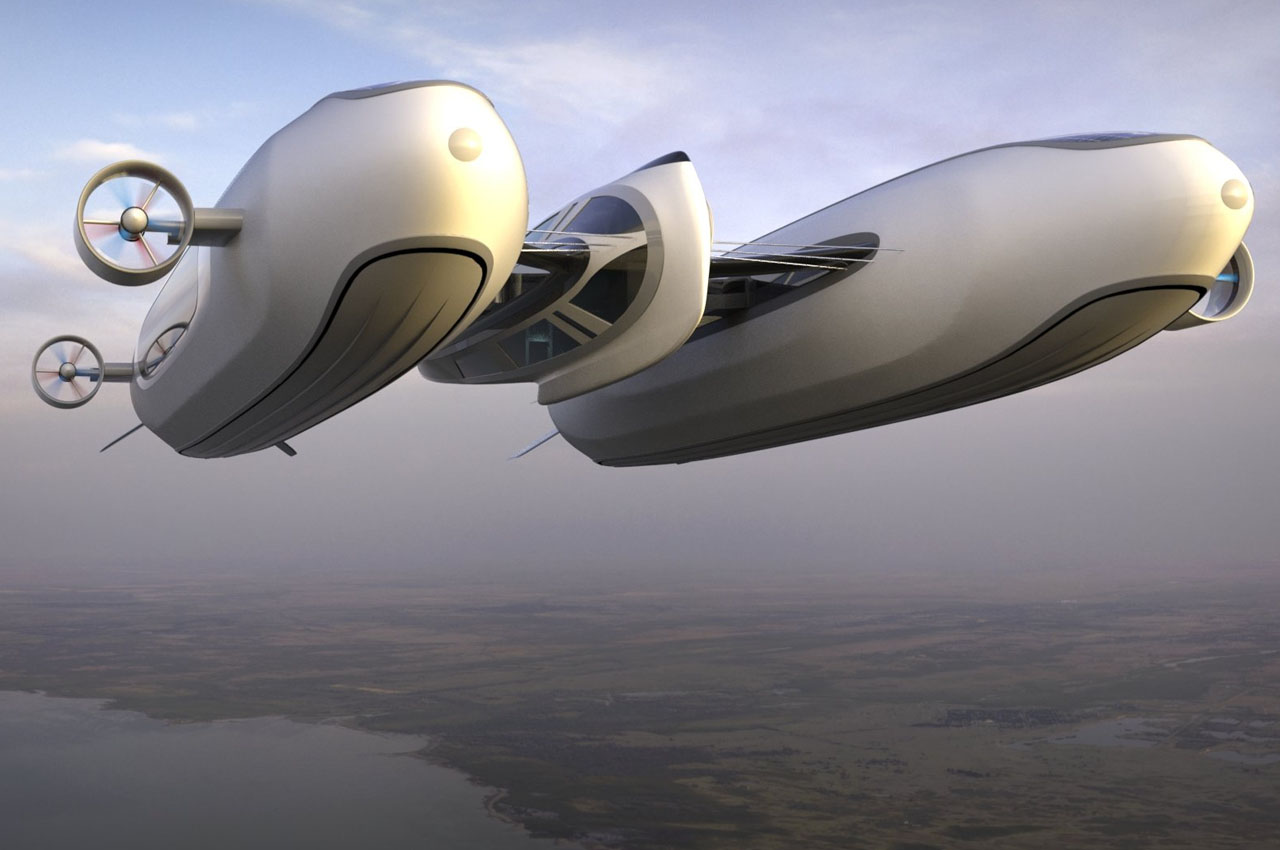 lazzarinidesign的巨型氦气飞艇也在水上滑行未来的交通超乎想象