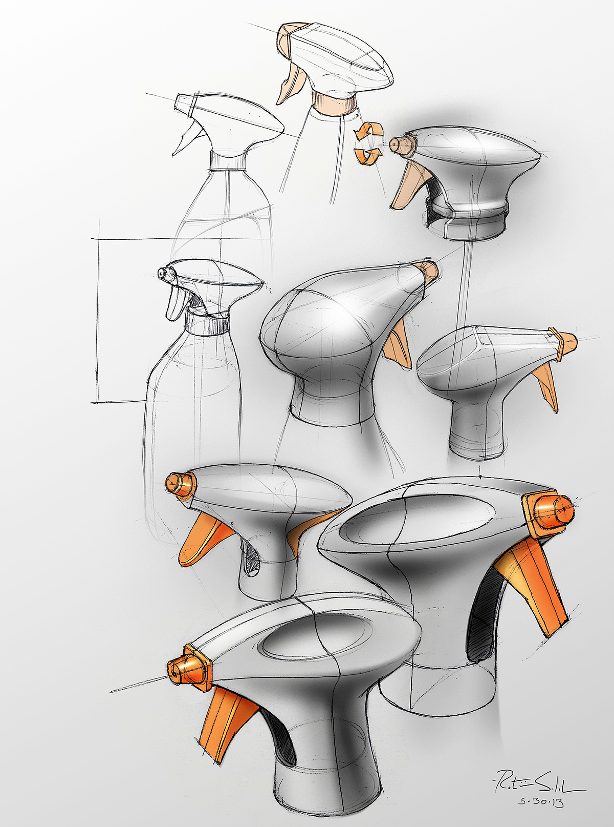 Hand drawn，Industrial design sketch，