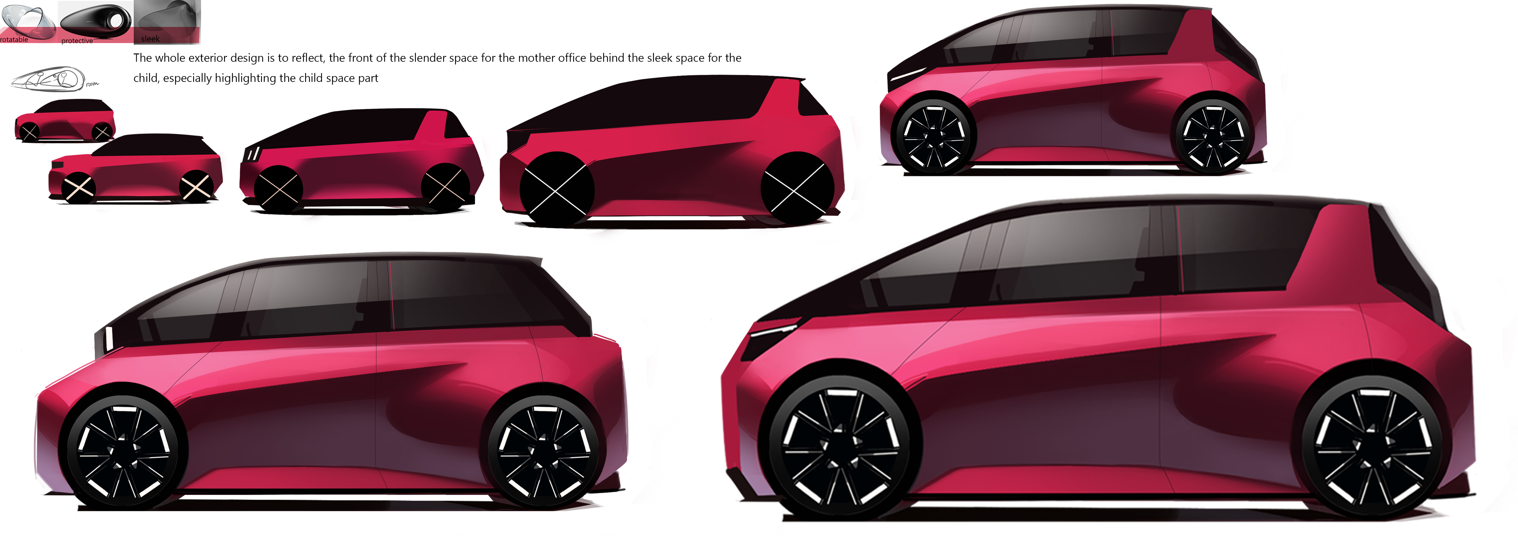 Automobile design，Automobile interior and exterior decoration design，Modern automobile design，Hand drawn，