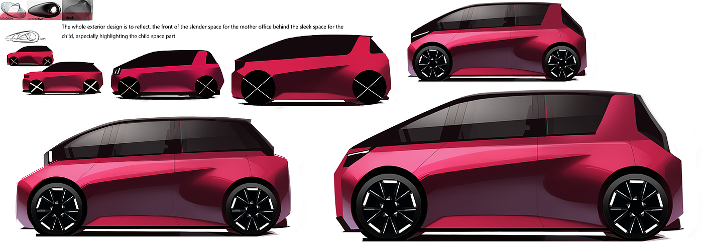 Automobile design，Automobile interior and exterior decoration design，Modern automobile design，Hand drawn，