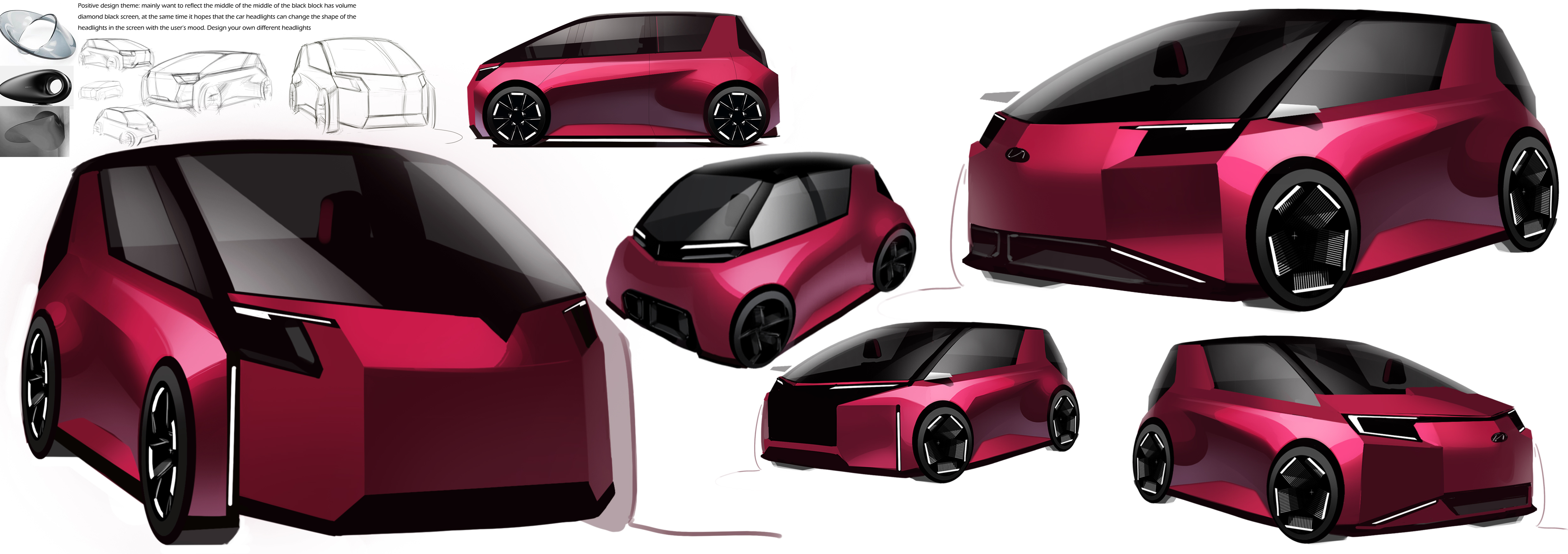 Automobile design，Automobile interior and exterior decoration design，Modern automobile design，Hand drawn，