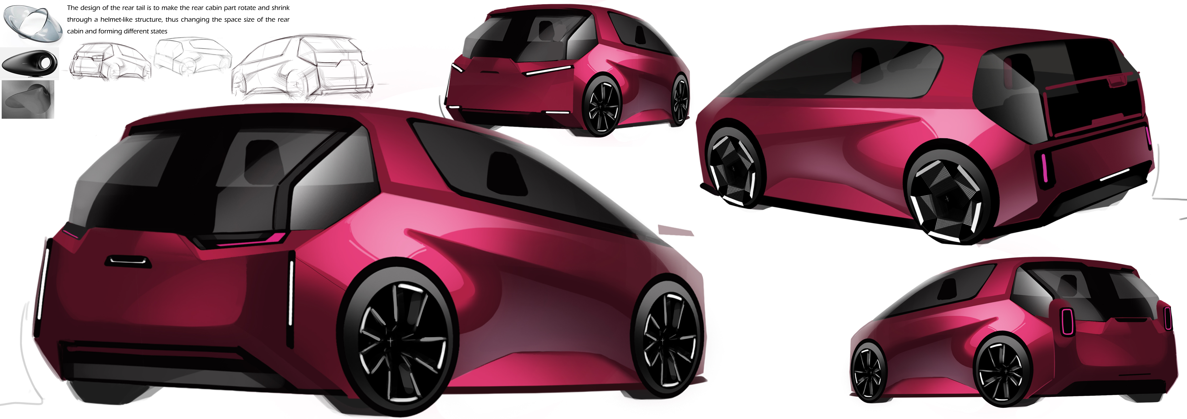 Automobile design，Automobile interior and exterior decoration design，Modern automobile design，Hand drawn，