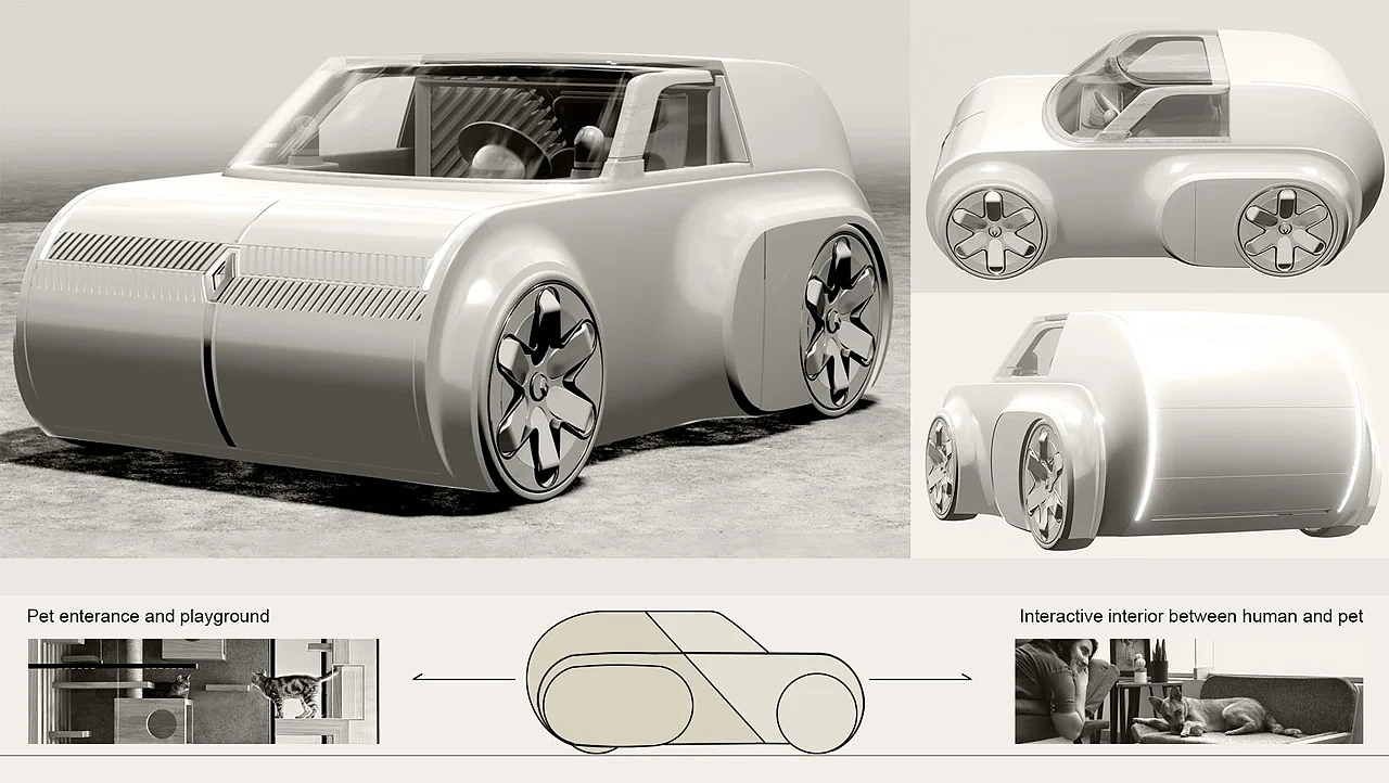 renault，electric vehicle，"Pet communication device"，RENAULT PET COMMUNI，Renault ez-go concept car，