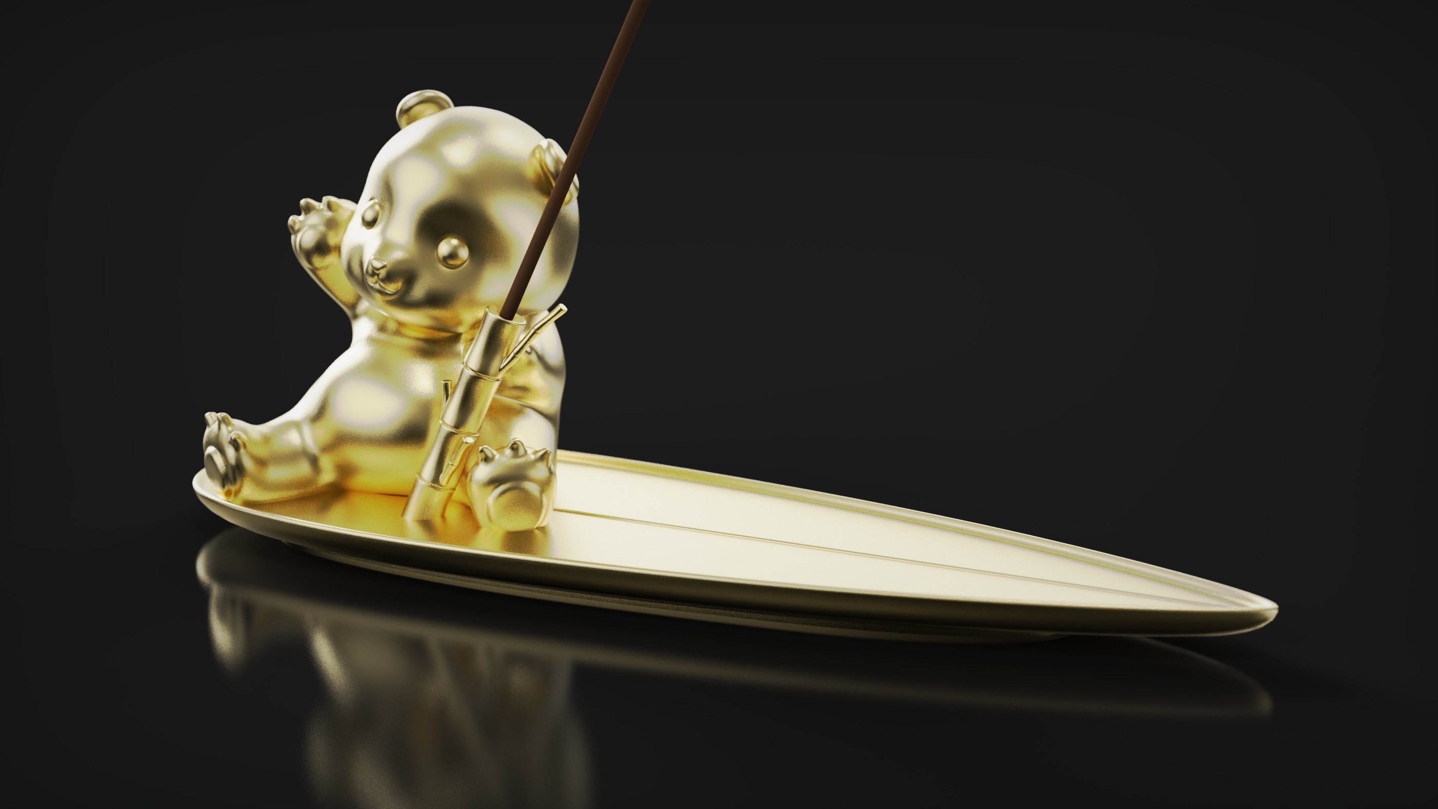 Copper incense utensil，Fragrant plug，Cultural and creative design，panda，Metal process，Modeling and rendering，