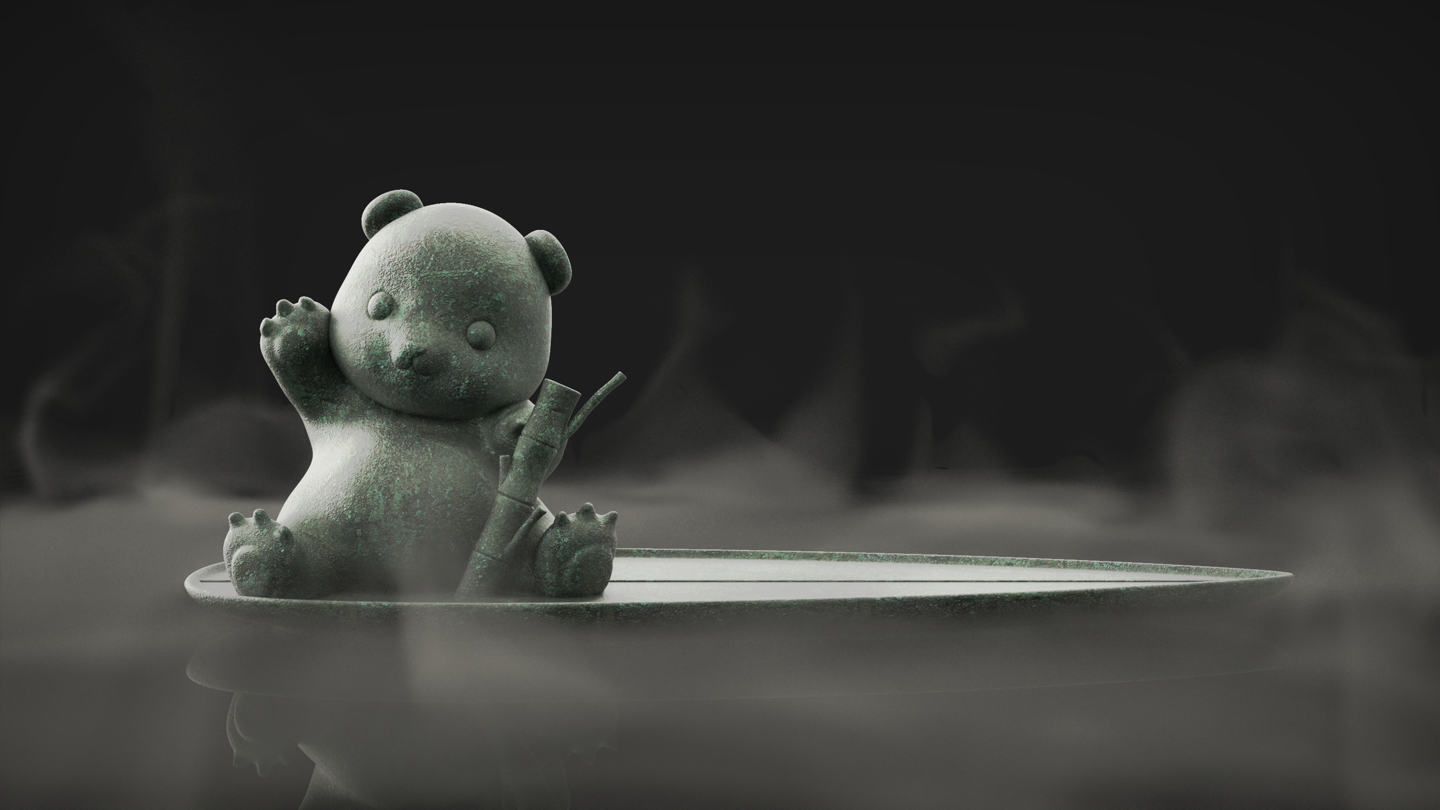 Copper incense utensil，Fragrant plug，Cultural and creative design，panda，Metal process，Modeling and rendering，