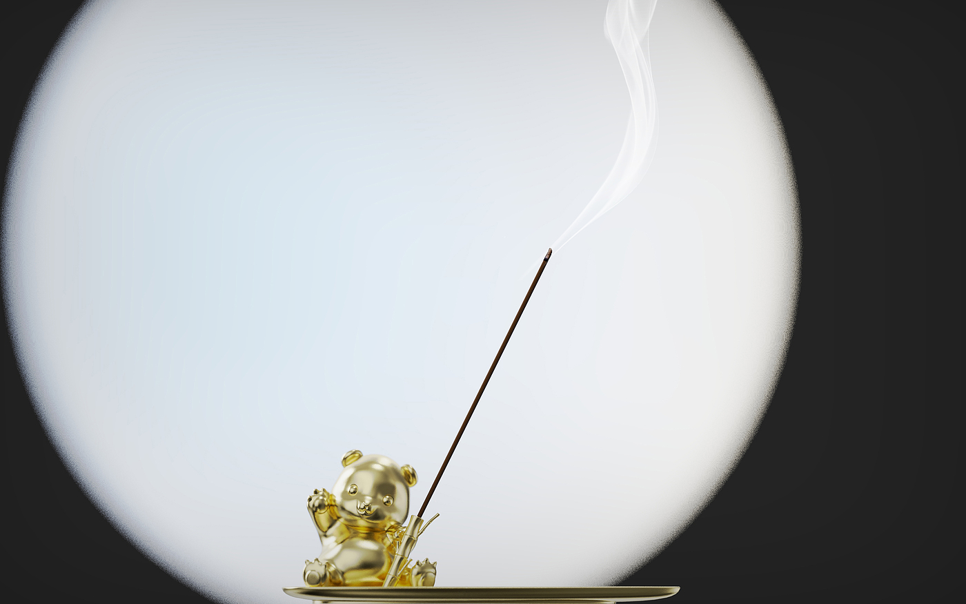 Copper incense utensil，Fragrant plug，Cultural and creative design，panda，Metal process，Modeling and rendering，