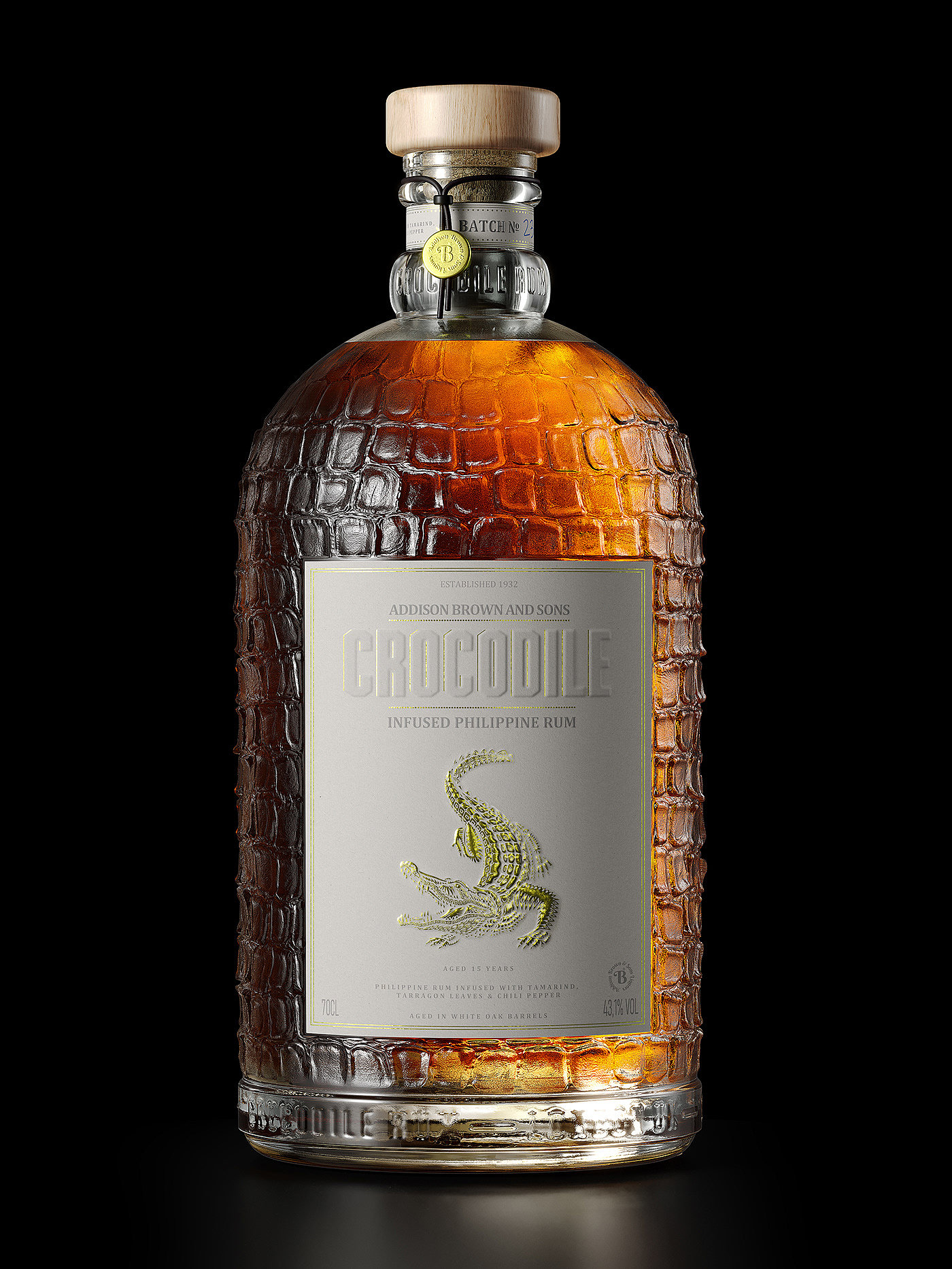 Crocodile，Rum，RUM，The wine bottle，packing design，