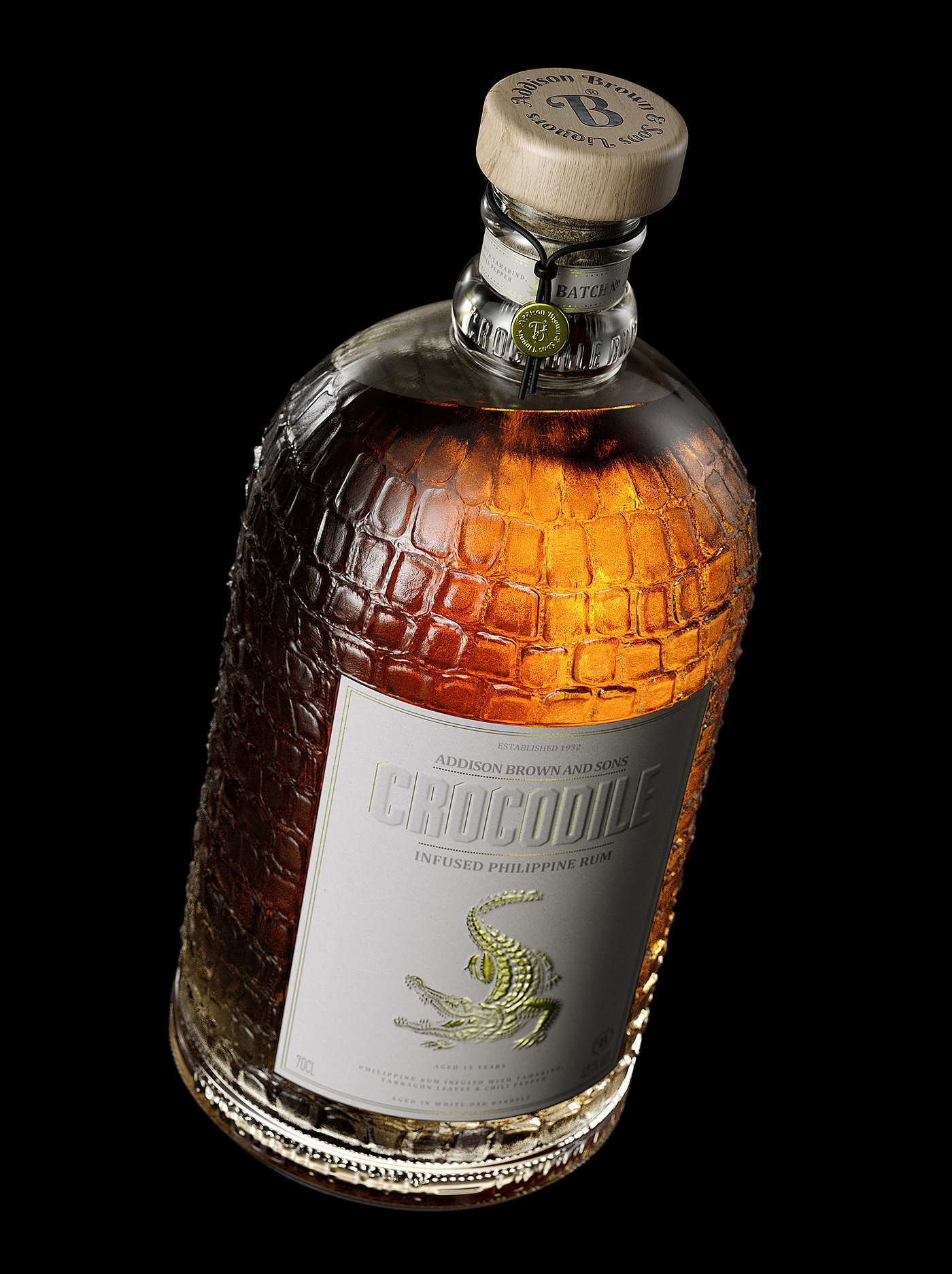 Crocodile，Rum，RUM，The wine bottle，packing design，