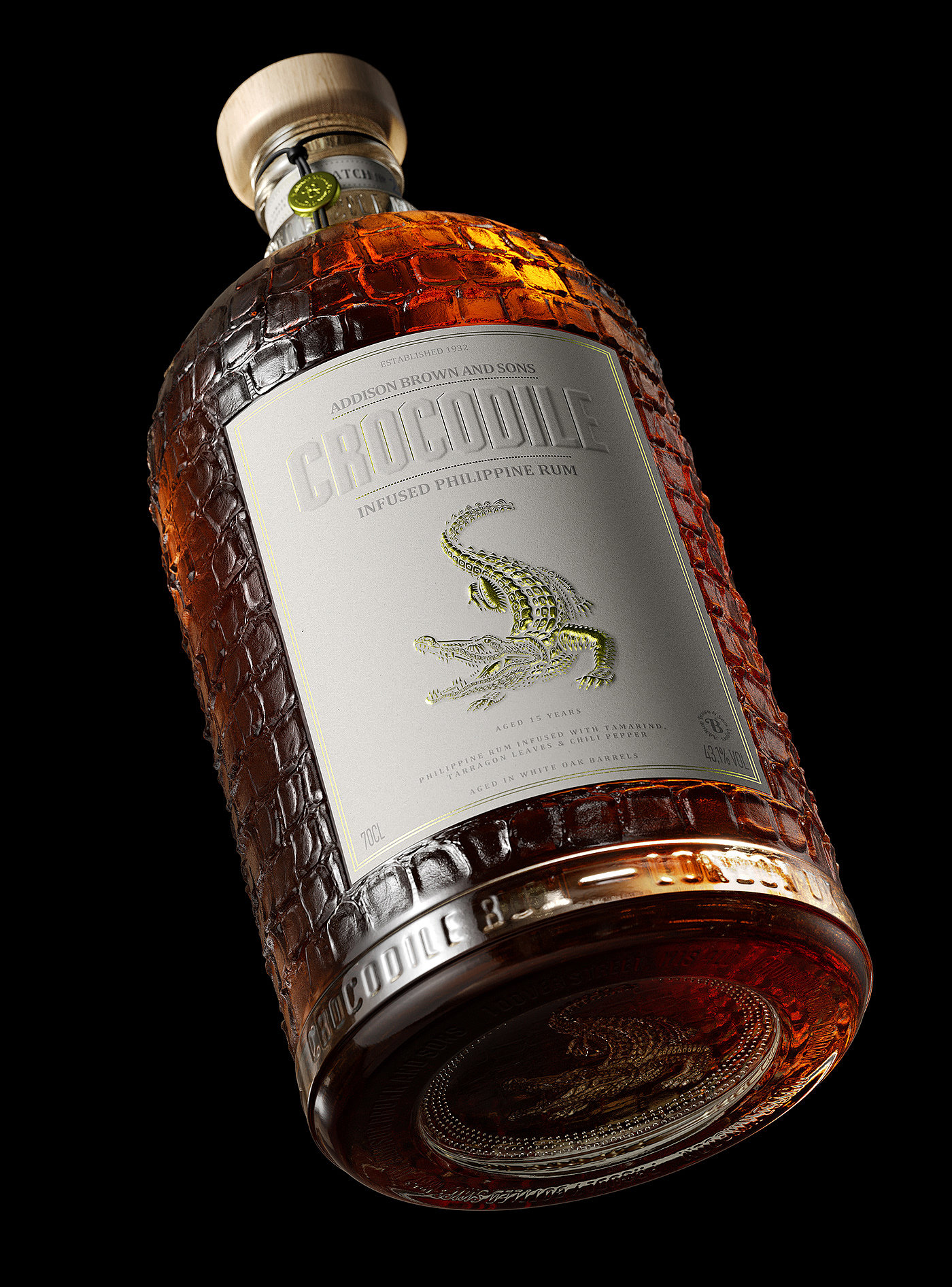 Crocodile，Rum，RUM，The wine bottle，packing design，