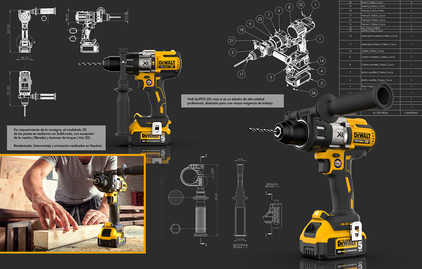 DeWalt bit，tool，3D modeling，3D design，