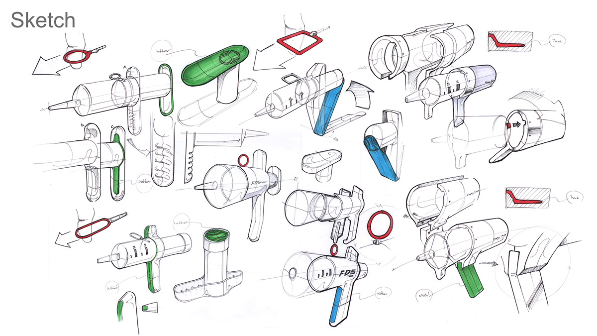 Medical equipment，Foam gun，Dural repair tool，industrial design，