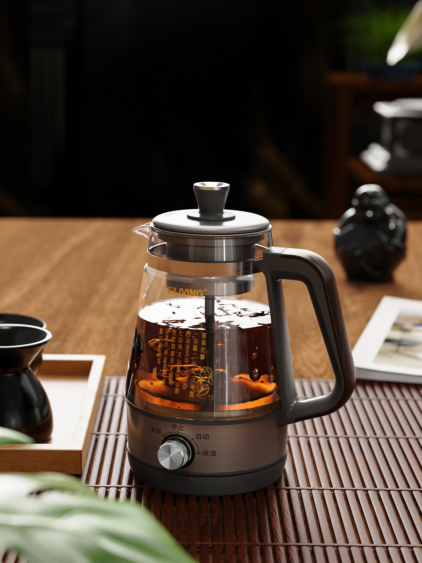 rhino，keyshot，Render，Electric kettle，，Daily Necessities，Scene atmosphere，Coffee pot，