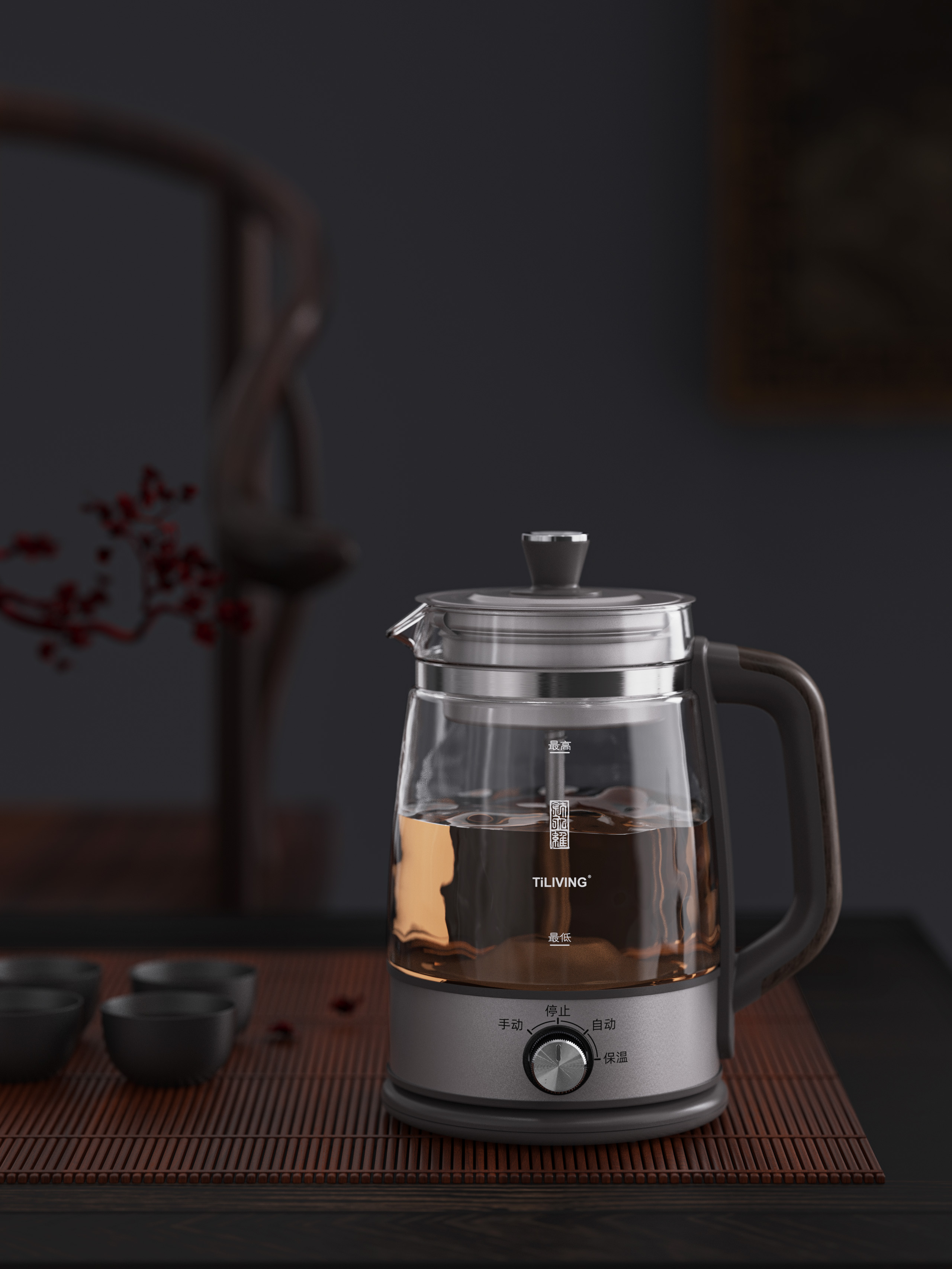 rhino，keyshot，Render，Electric kettle，，Daily Necessities，Scene atmosphere，Coffee pot，