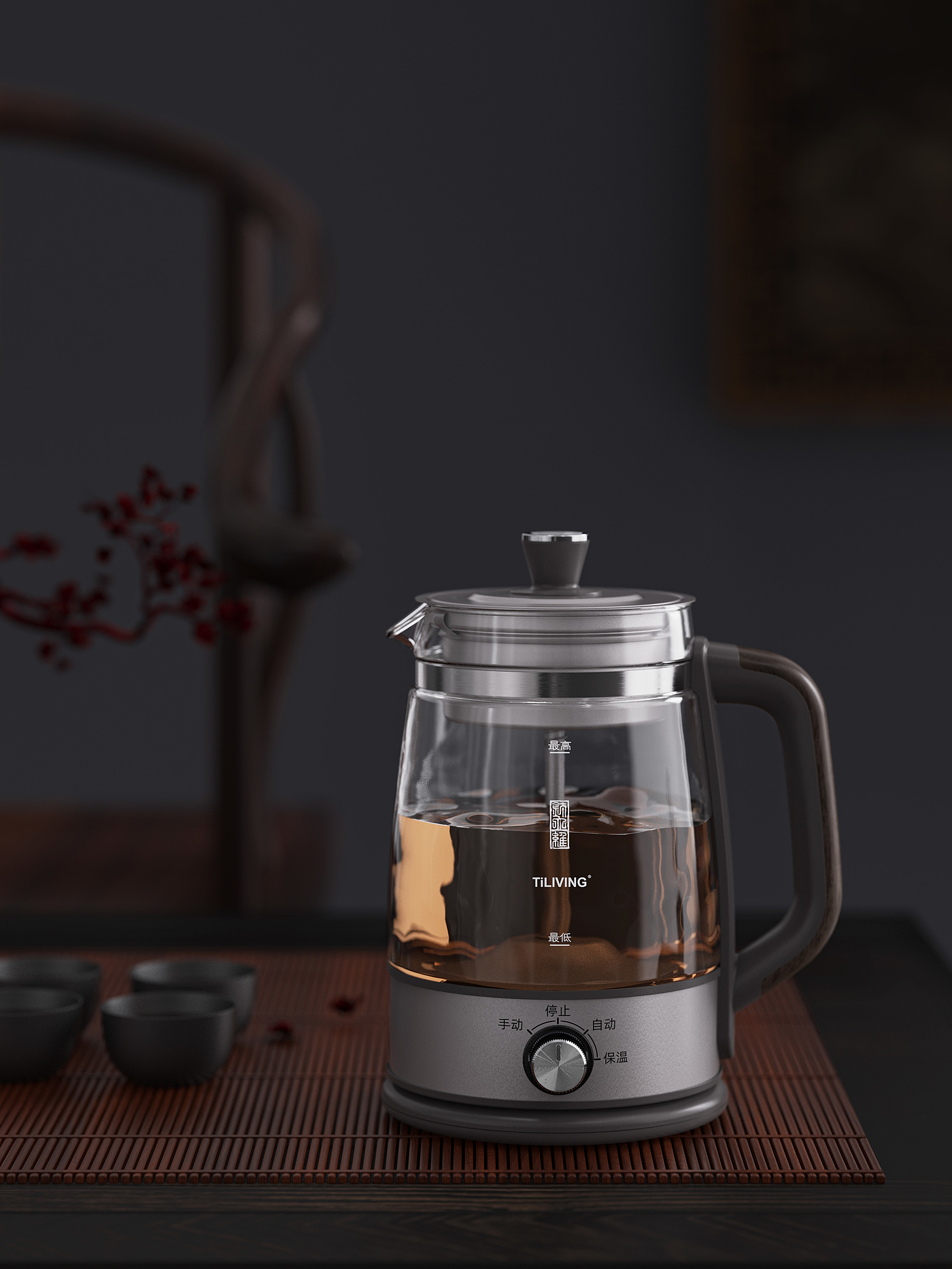 rhino，keyshot，Render，Electric kettle，，Daily Necessities，Scene atmosphere，Coffee pot，