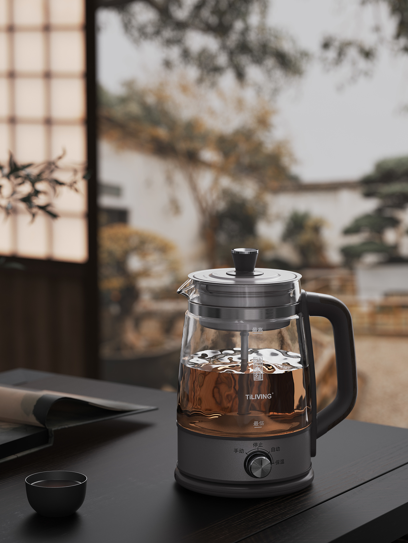 rhino，keyshot，Render，Electric kettle，，Daily Necessities，Scene atmosphere，Coffee pot，