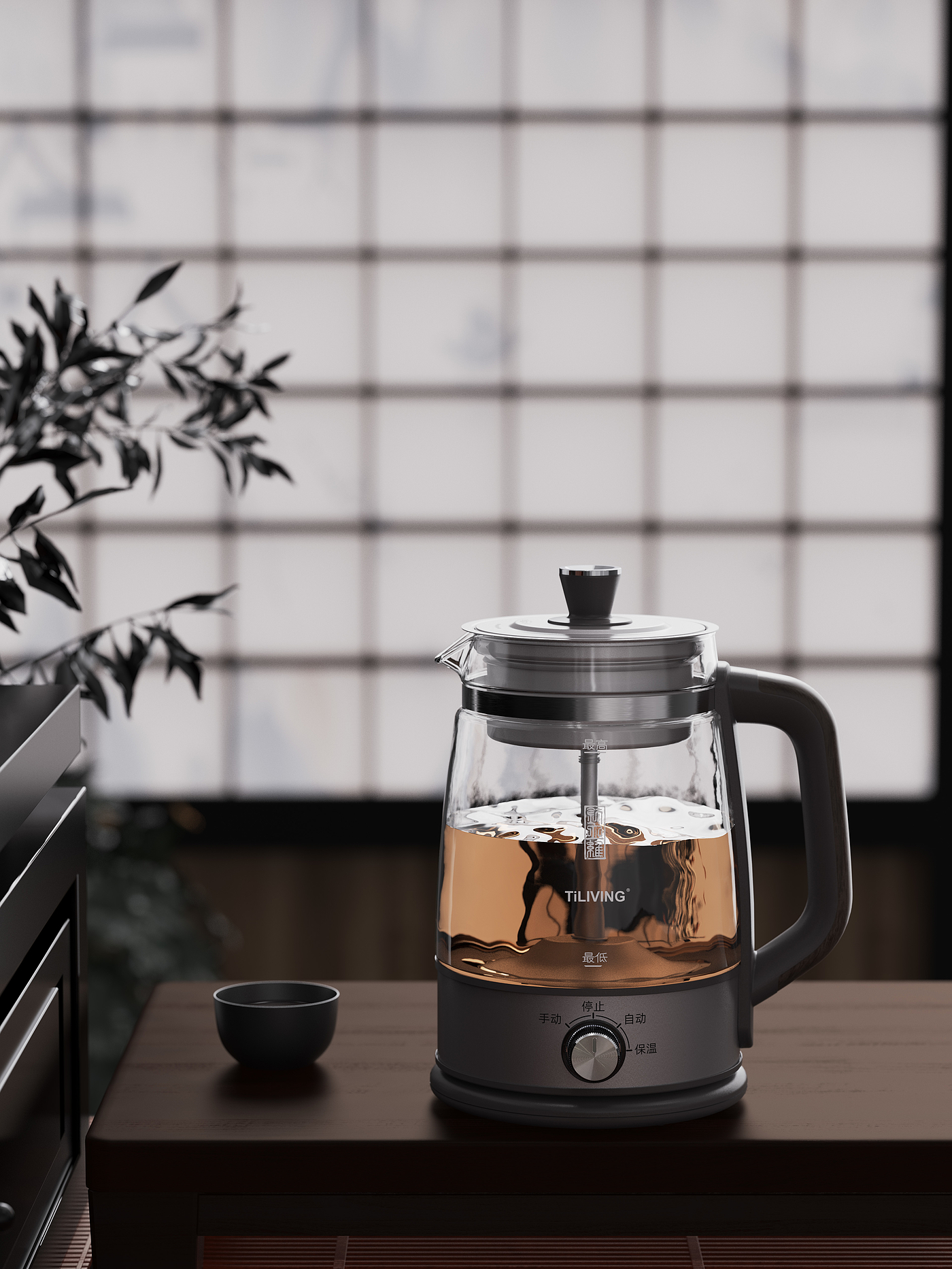 rhino，keyshot，Render，Electric kettle，，Daily Necessities，Scene atmosphere，Coffee pot，