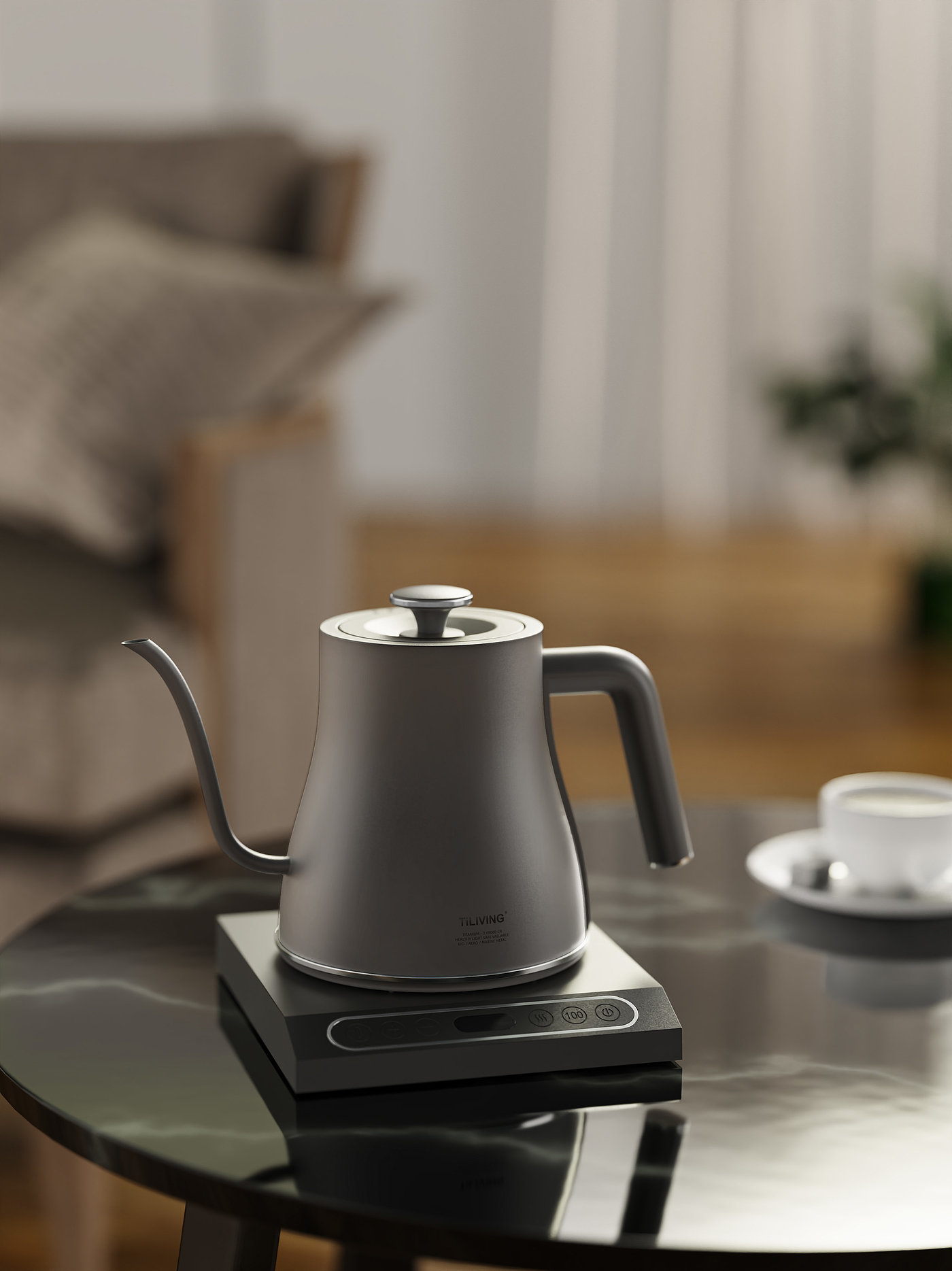 rhino，keyshot，Render，Electric kettle，，Daily Necessities，Scene atmosphere，Coffee pot，