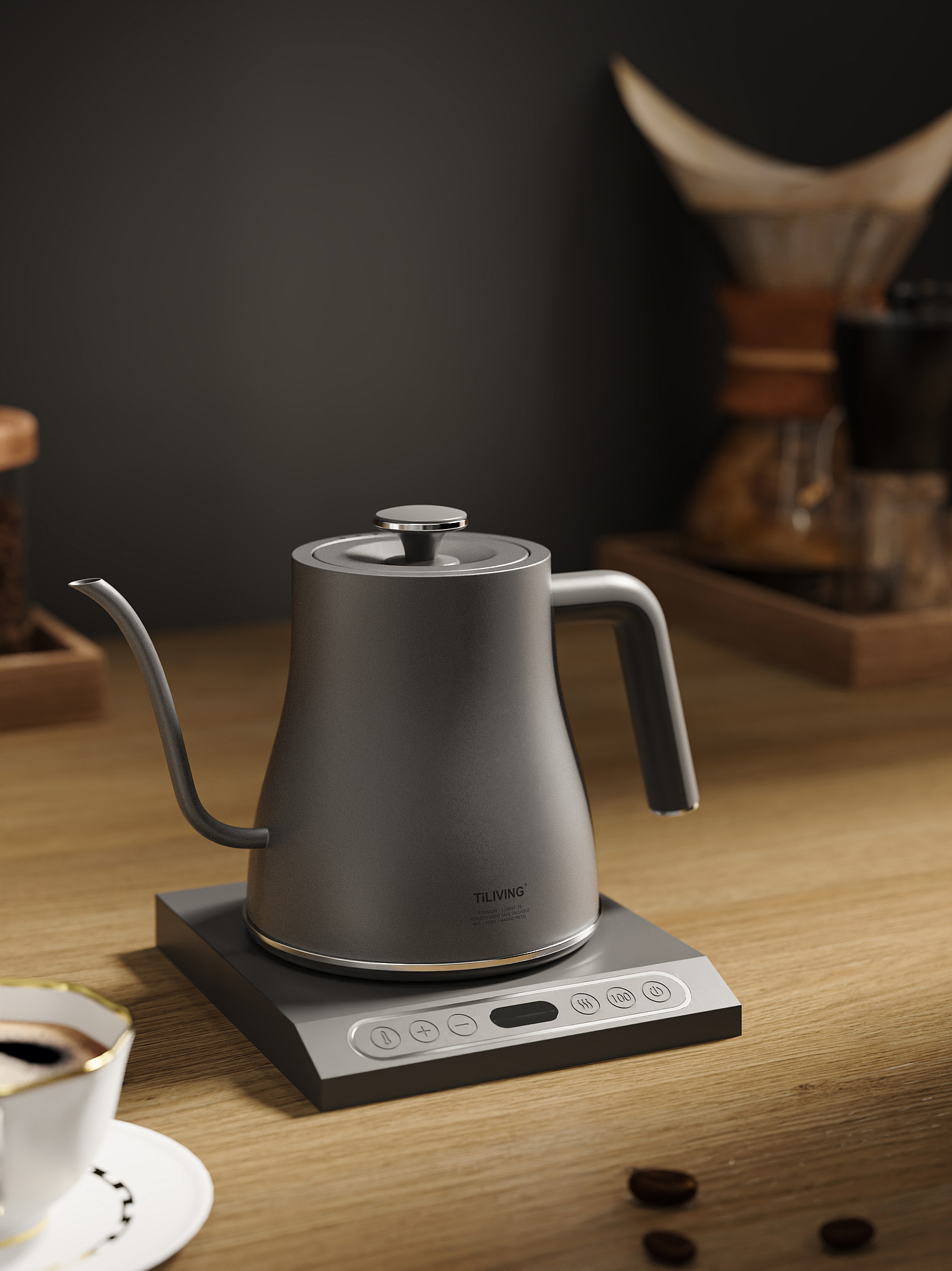 rhino，keyshot，Render，Electric kettle，，Daily Necessities，Scene atmosphere，Coffee pot，