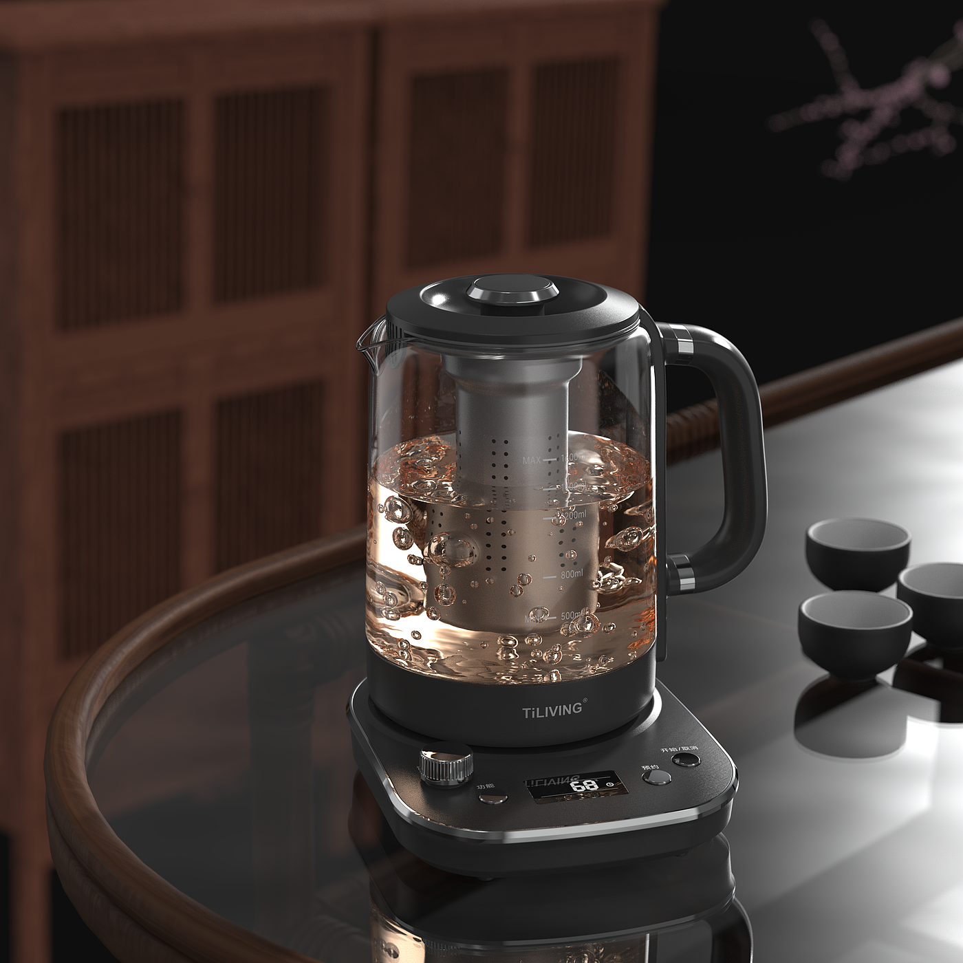 rhino，keyshot，Render，Electric kettle，，Daily Necessities，Scene atmosphere，Coffee pot，