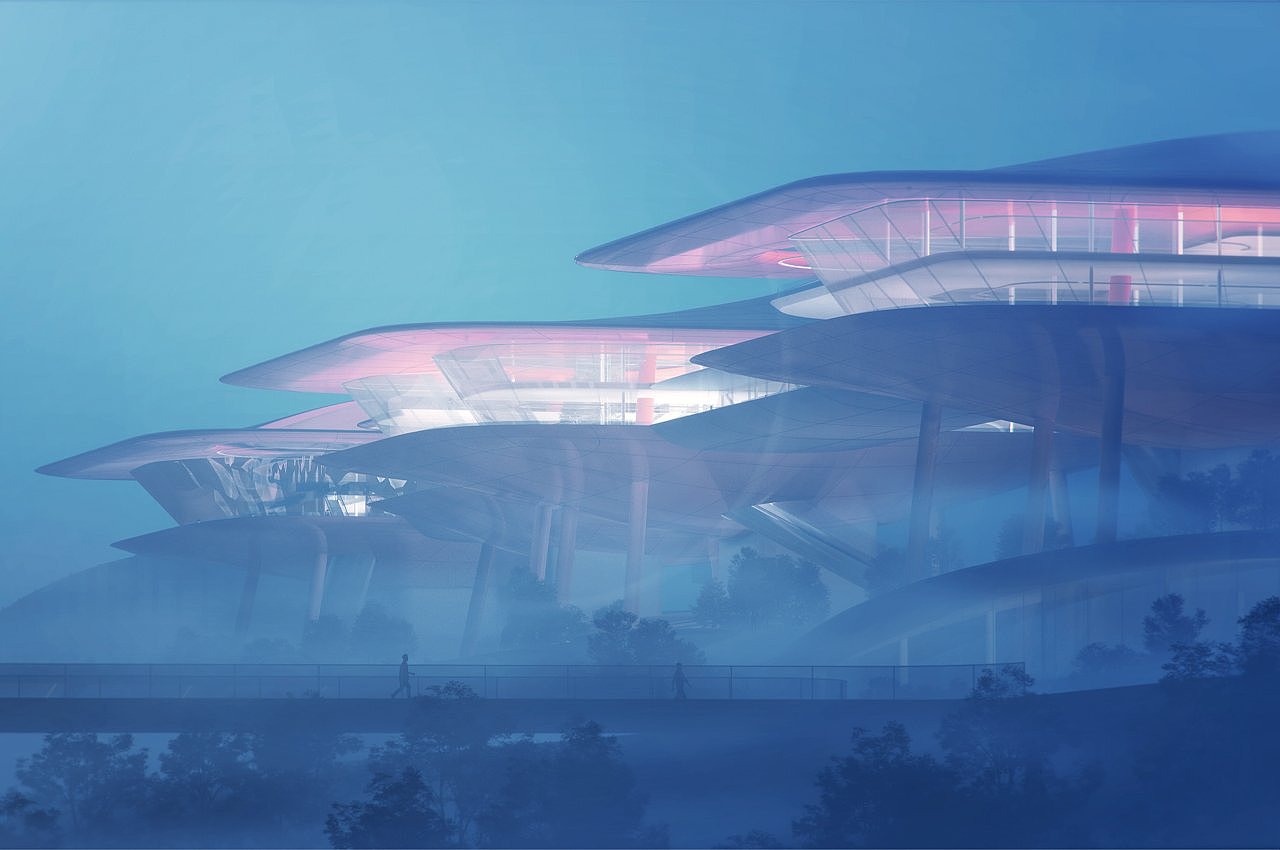 China Academy of Building Sciences，Chongqing Cuntan International Cruise Center，Futuristic design，Crazy architect，